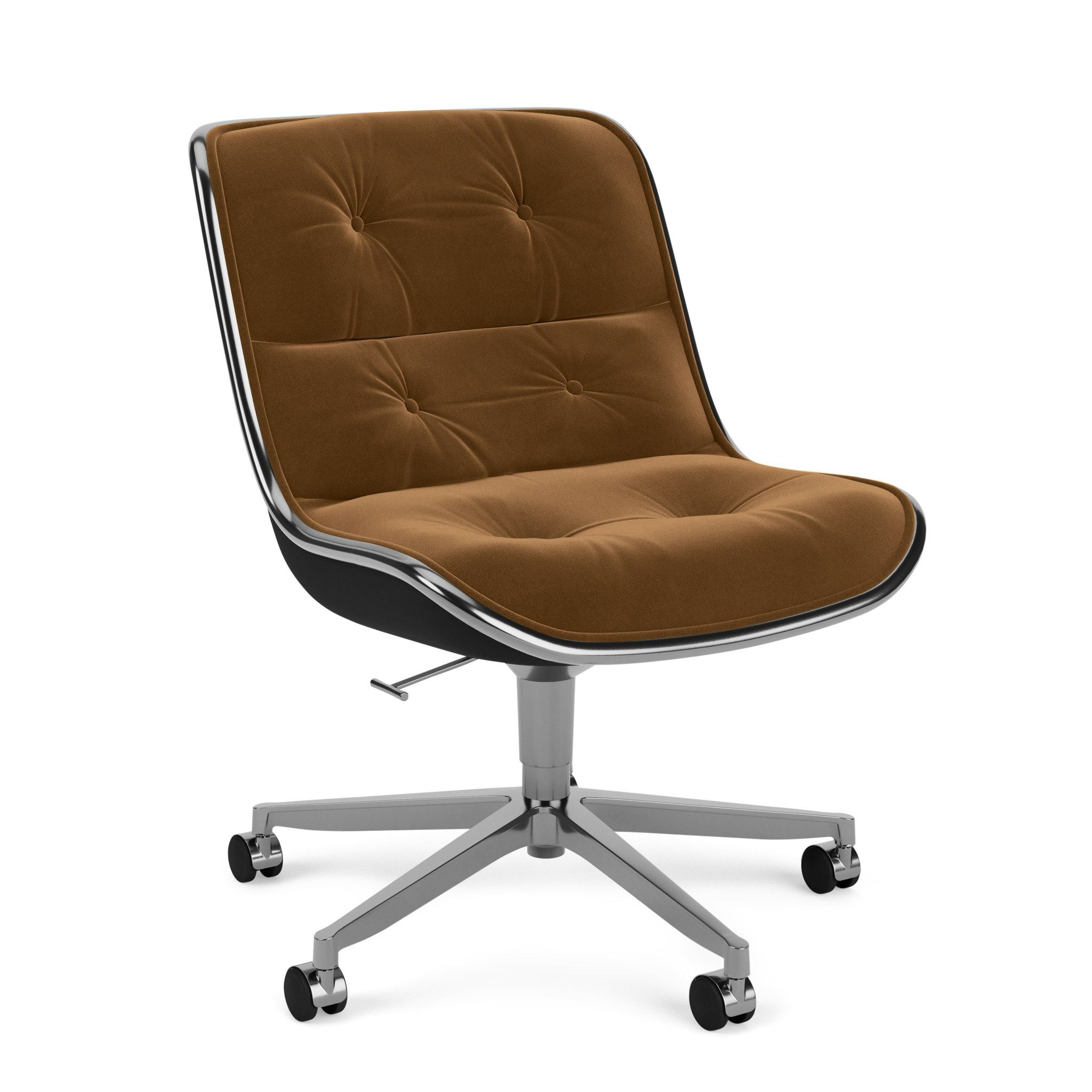 Pollock Executive Side Chair - 5 Star,  Polished Aluminum,  Knoll Velvet,  Penny