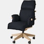 Ramus Chair - High Back,  Comfort Leather,  Black,  Oak,  Satin Brass,  Hard Floor Caster
