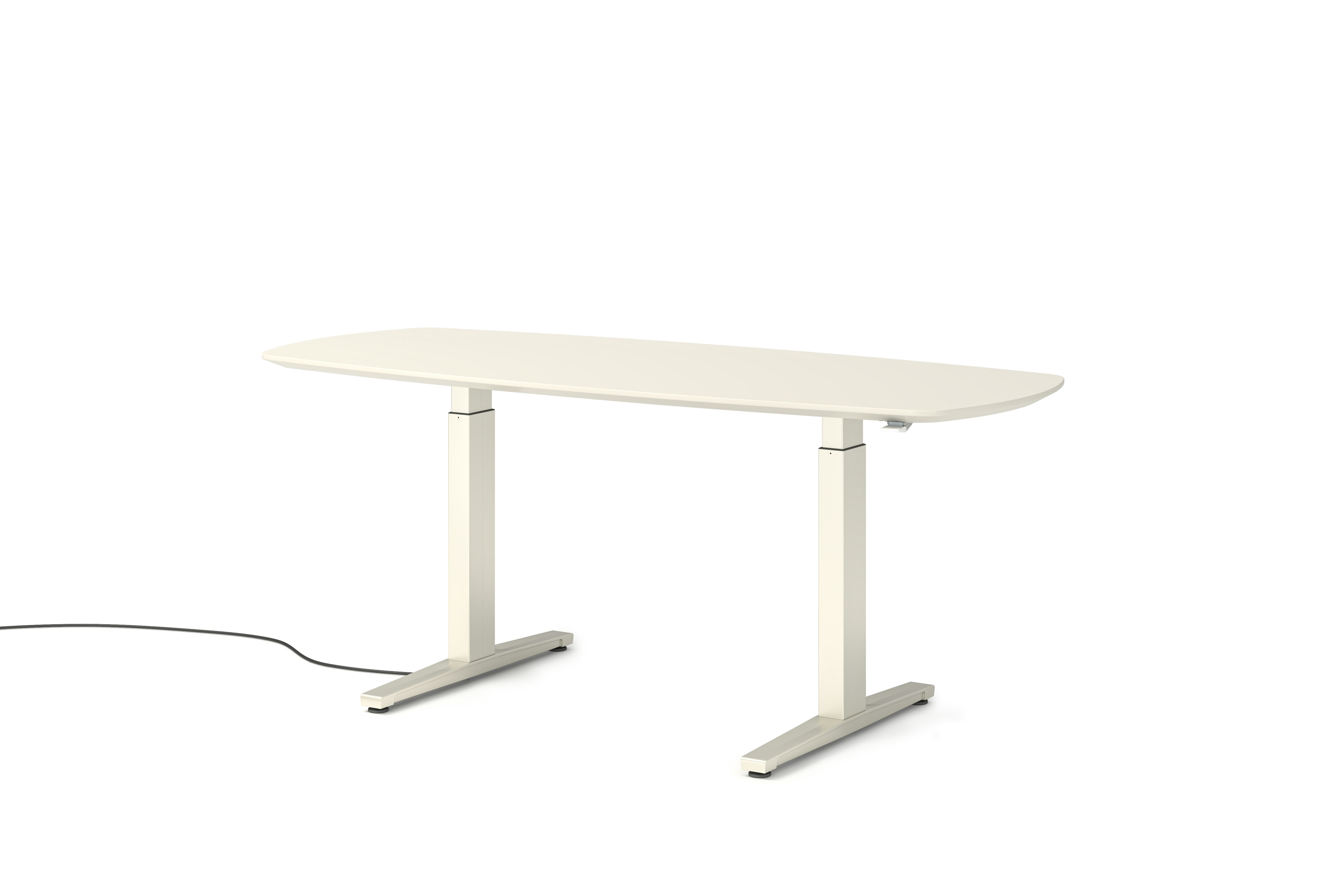 Renew Executive S2S Desk (KIT) - 30in x 72in, Laminate White, White / White, Simple Cover, Hidden Power, Standard, T Leg
