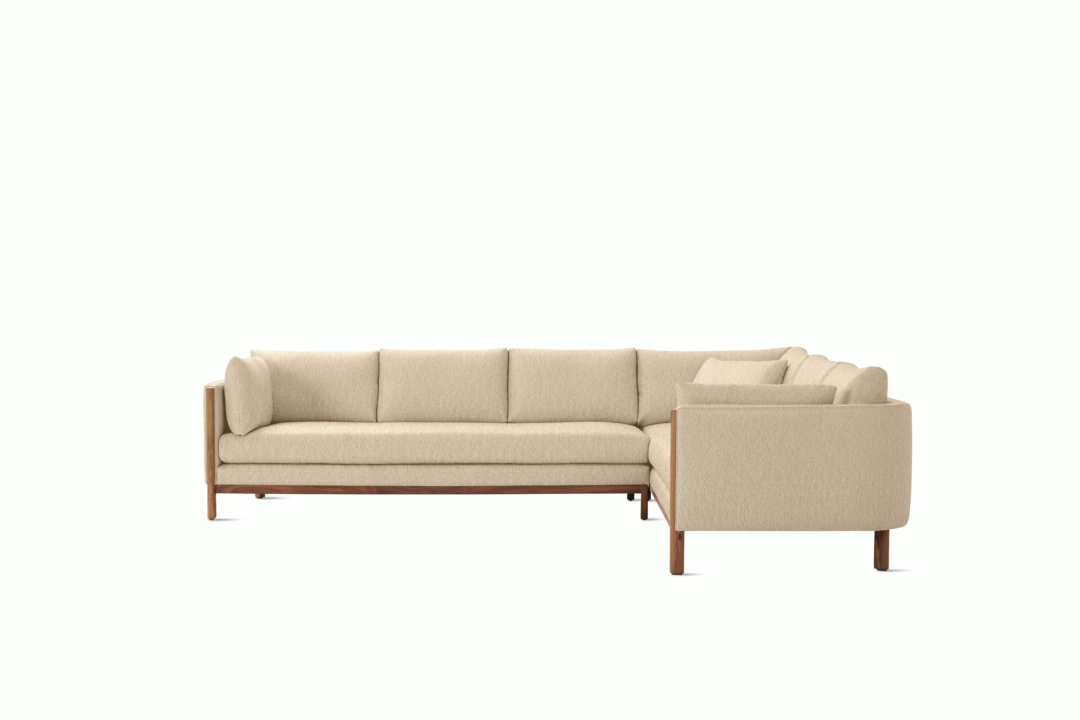 Emmy Corner Sectional Right - Album Linen, Straw, Walnut Base