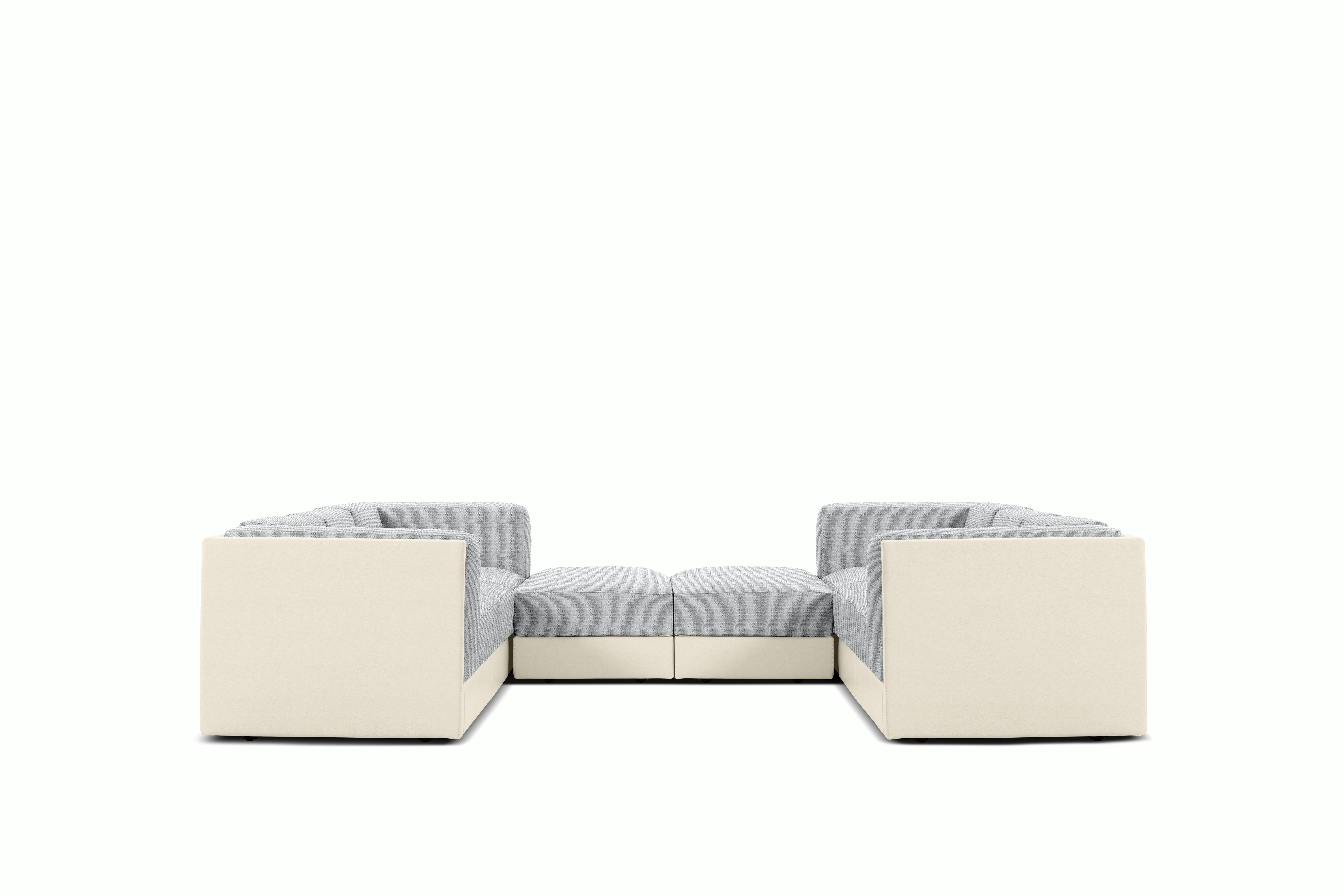 Symme U-Sectional - Leather Frame,  Prone Leather,  Lotus,  Pebble Weave,  Fog