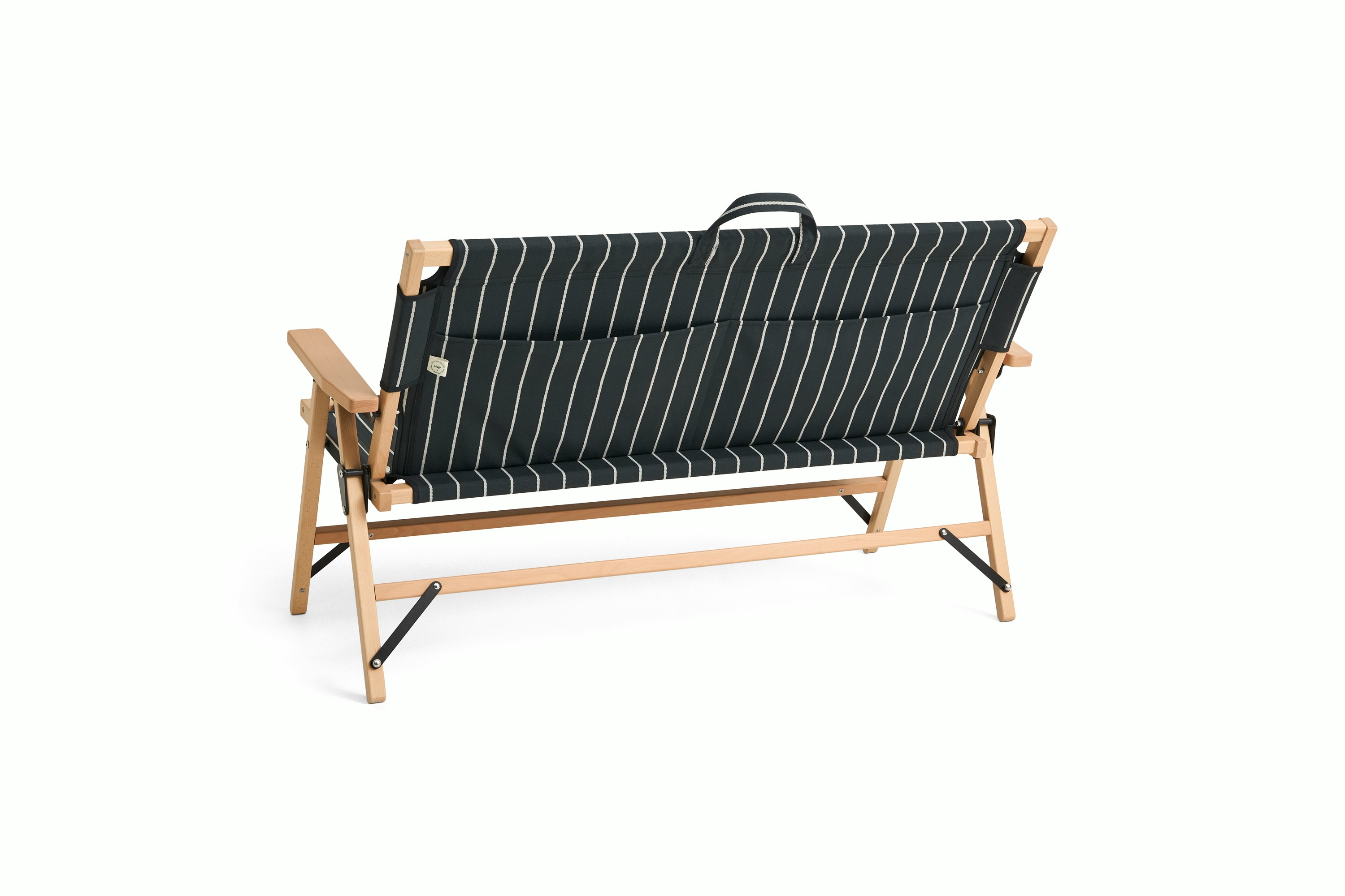 Outdoor Market Folding Sofa - Black With Beige Stripe