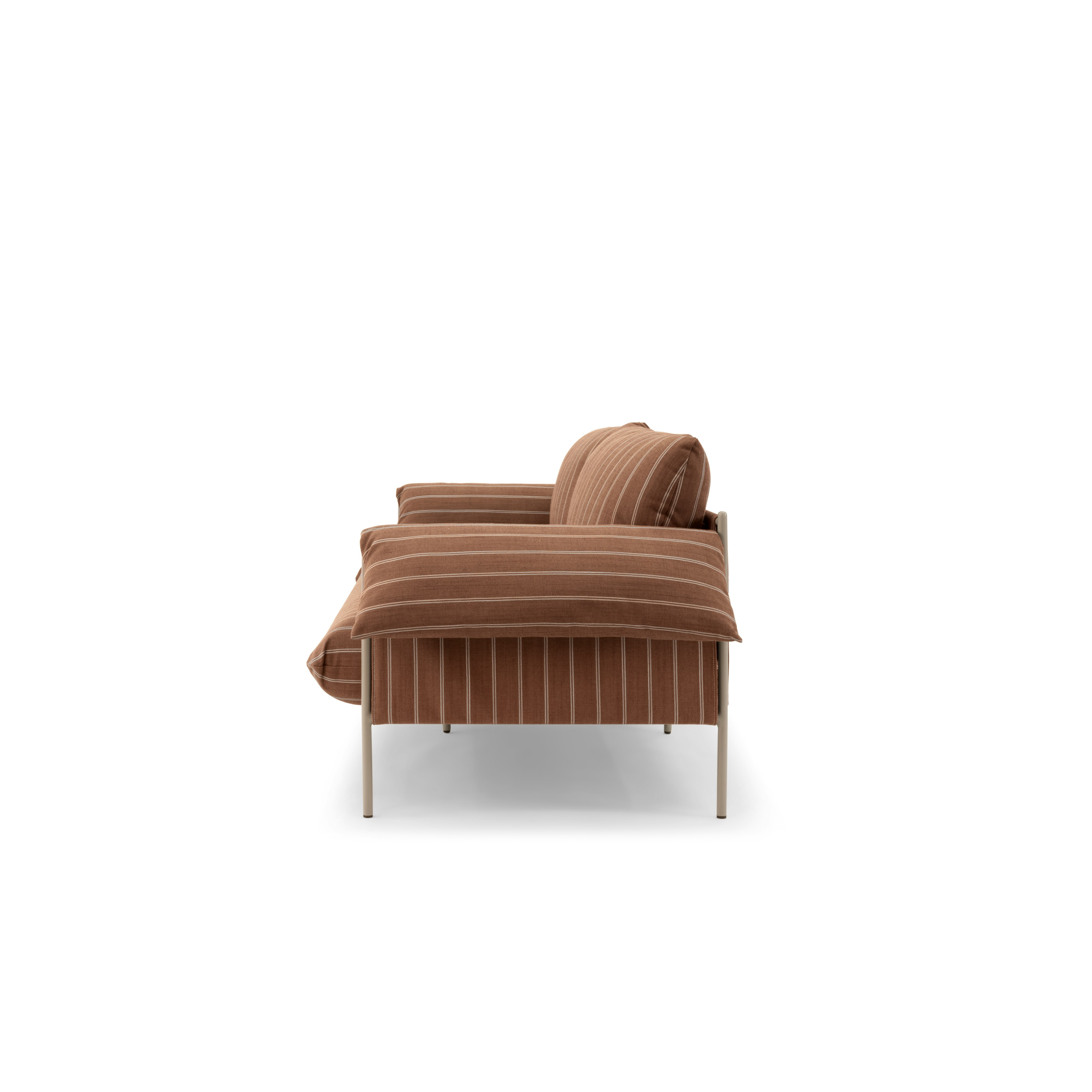 An Alva Outdoor Sofa in Terrarossa viewed from the side