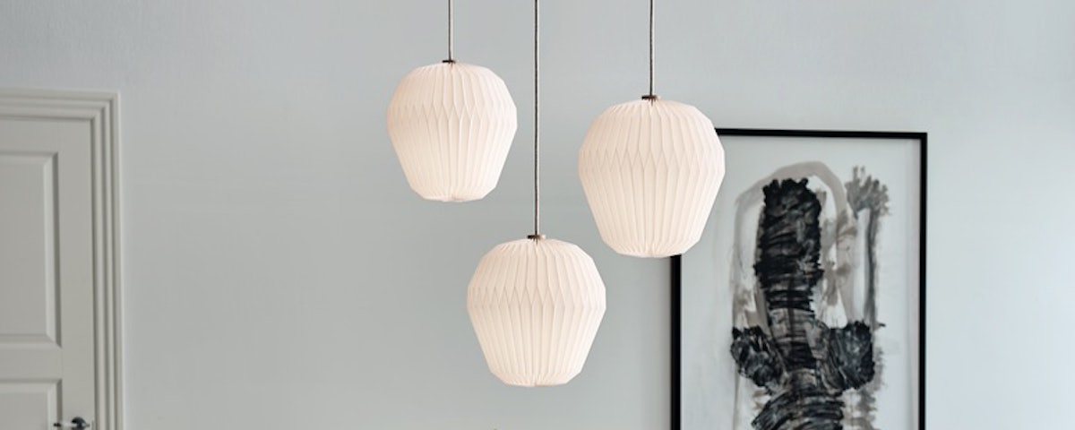 Three Bouquet Pendants hanging in a dining room