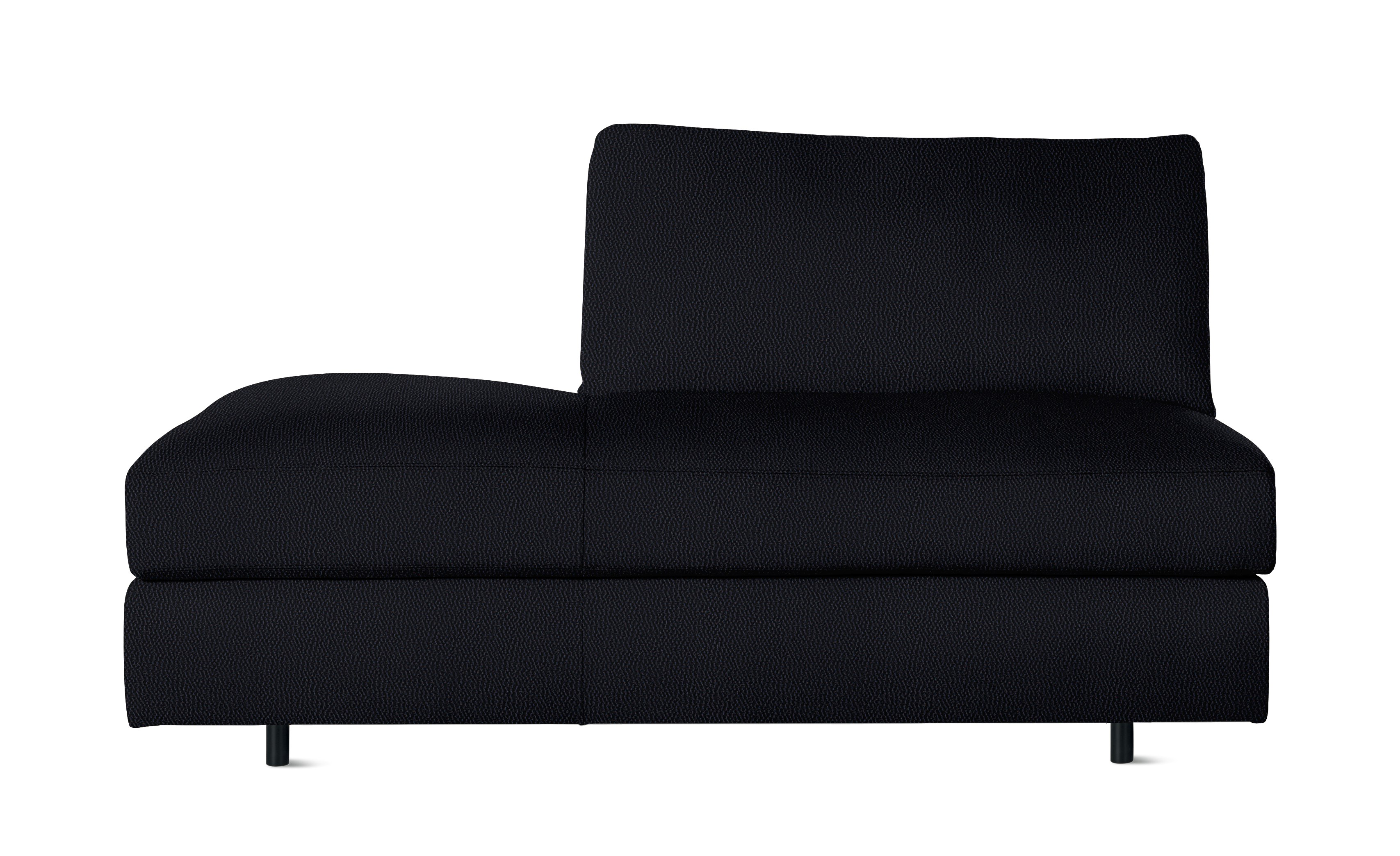 A Reid Side Chaise in melange black viewed from the front.