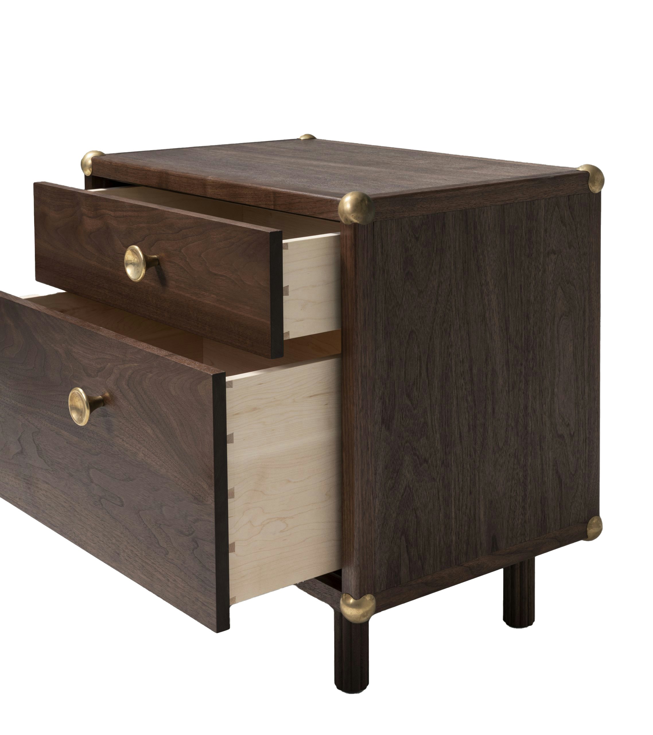 Lafayette Bedside Table - Black Walnut, Unlacquered Brass