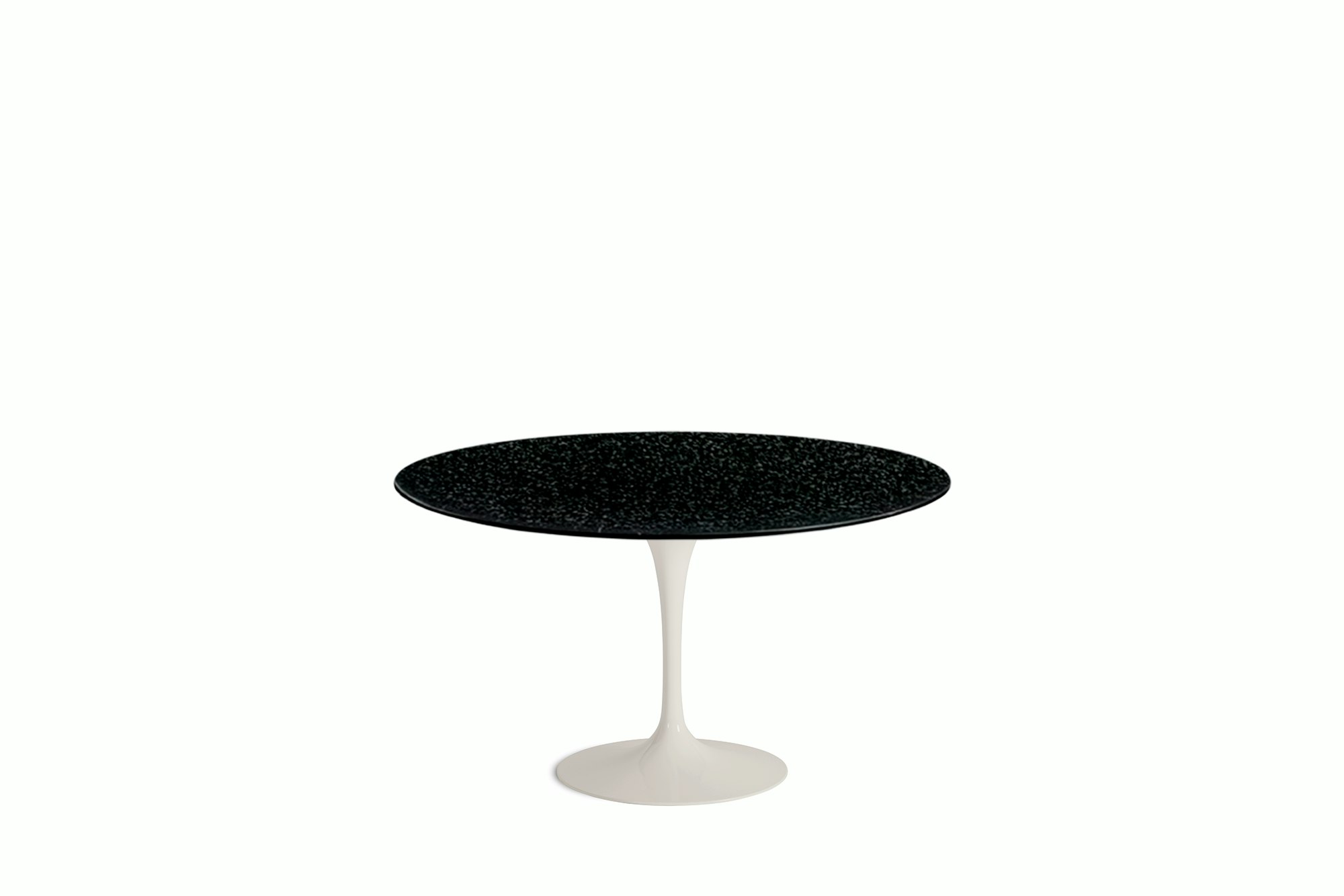 A Saarinen Dining Table in Black Andres viewed from the front.