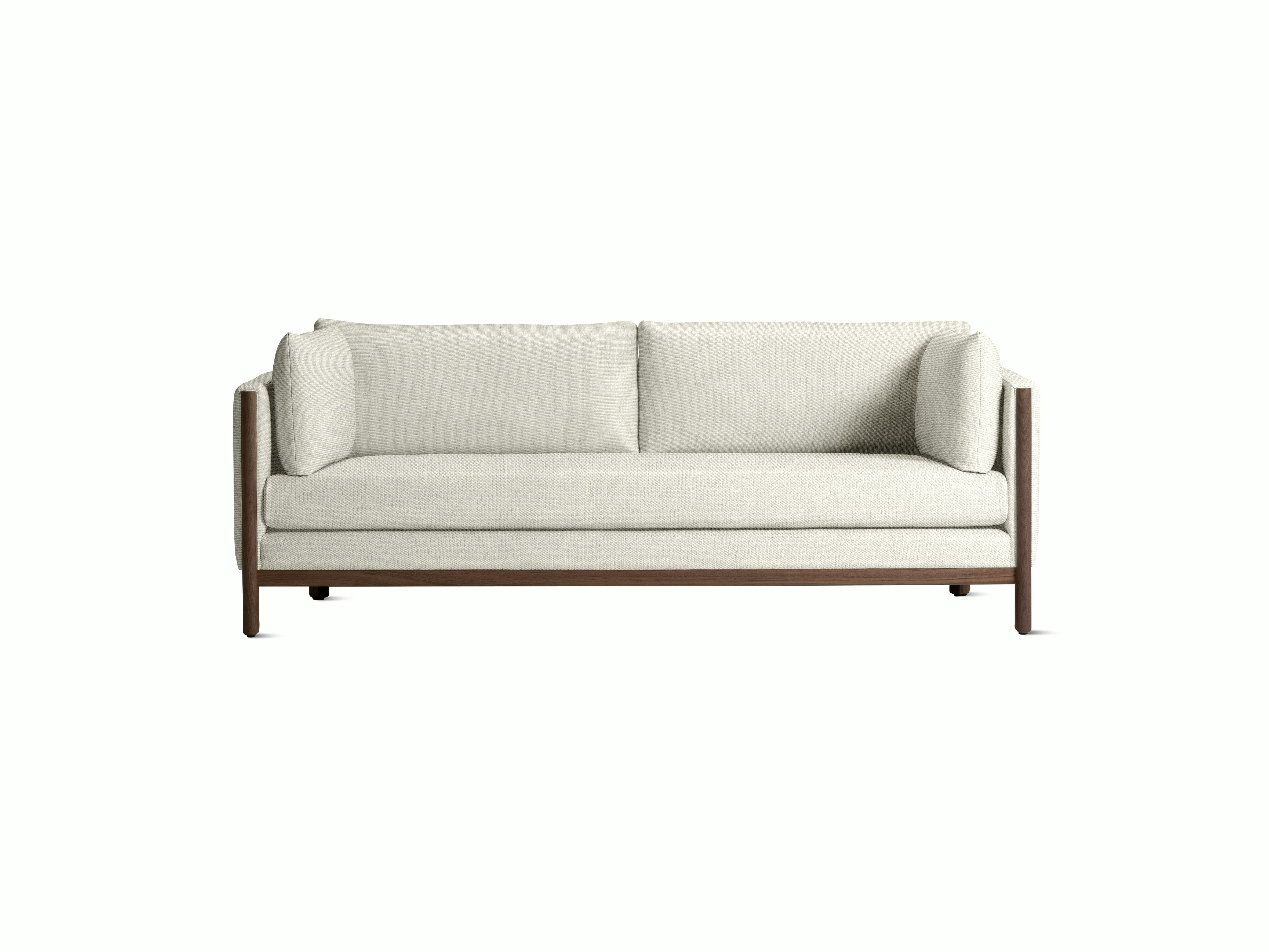 Emmy 80 Sofa - Album Linen, Magnolia, Walnut Base