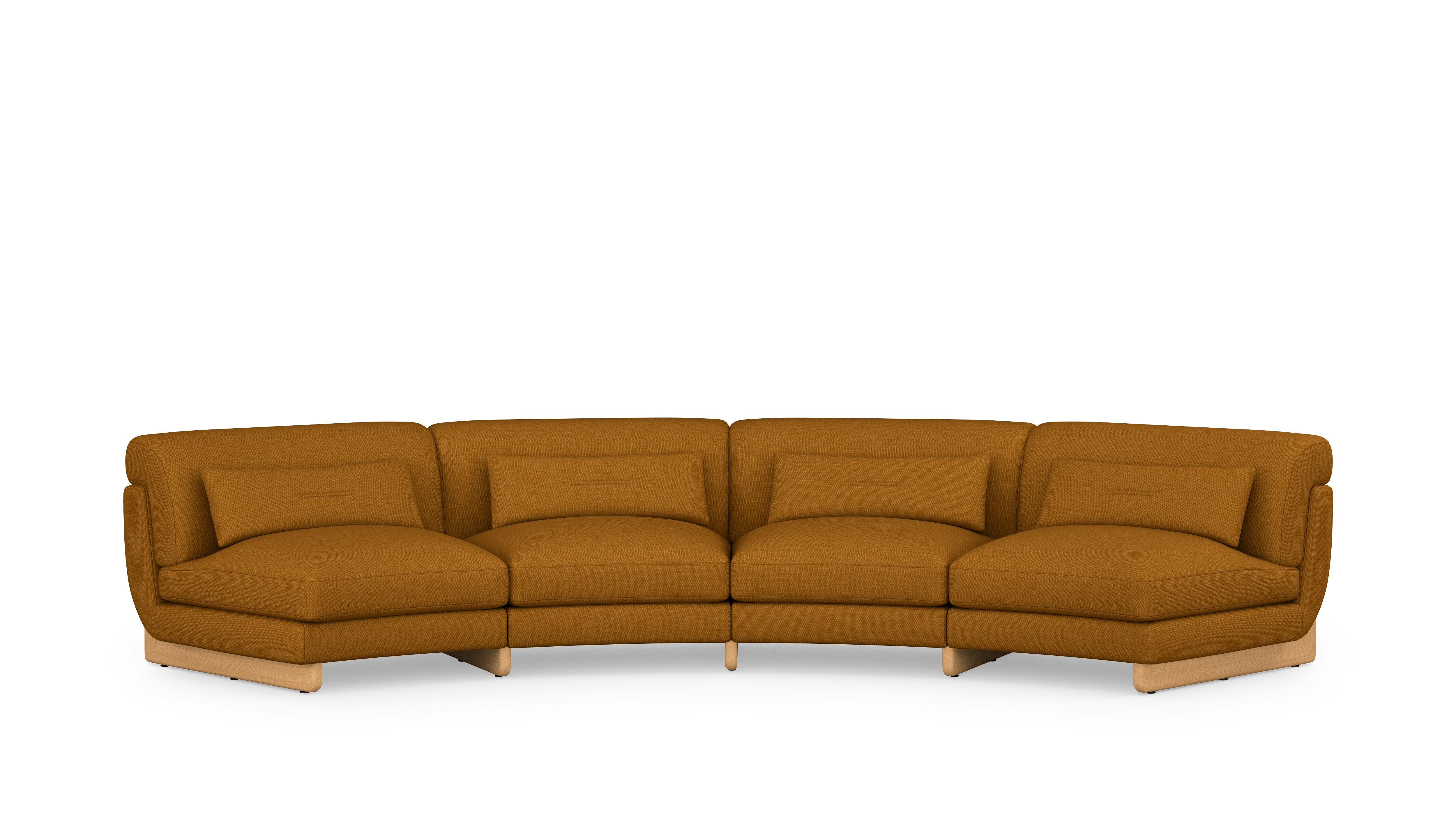 Contra Wedge Sectional - 4 Seat, Mode, Nutmeg, Oak