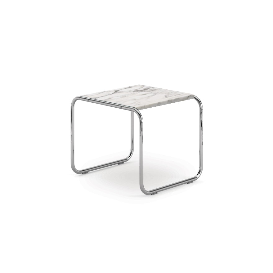 Laccio Table - Small, Arabescato Marble, Polished Aluminum