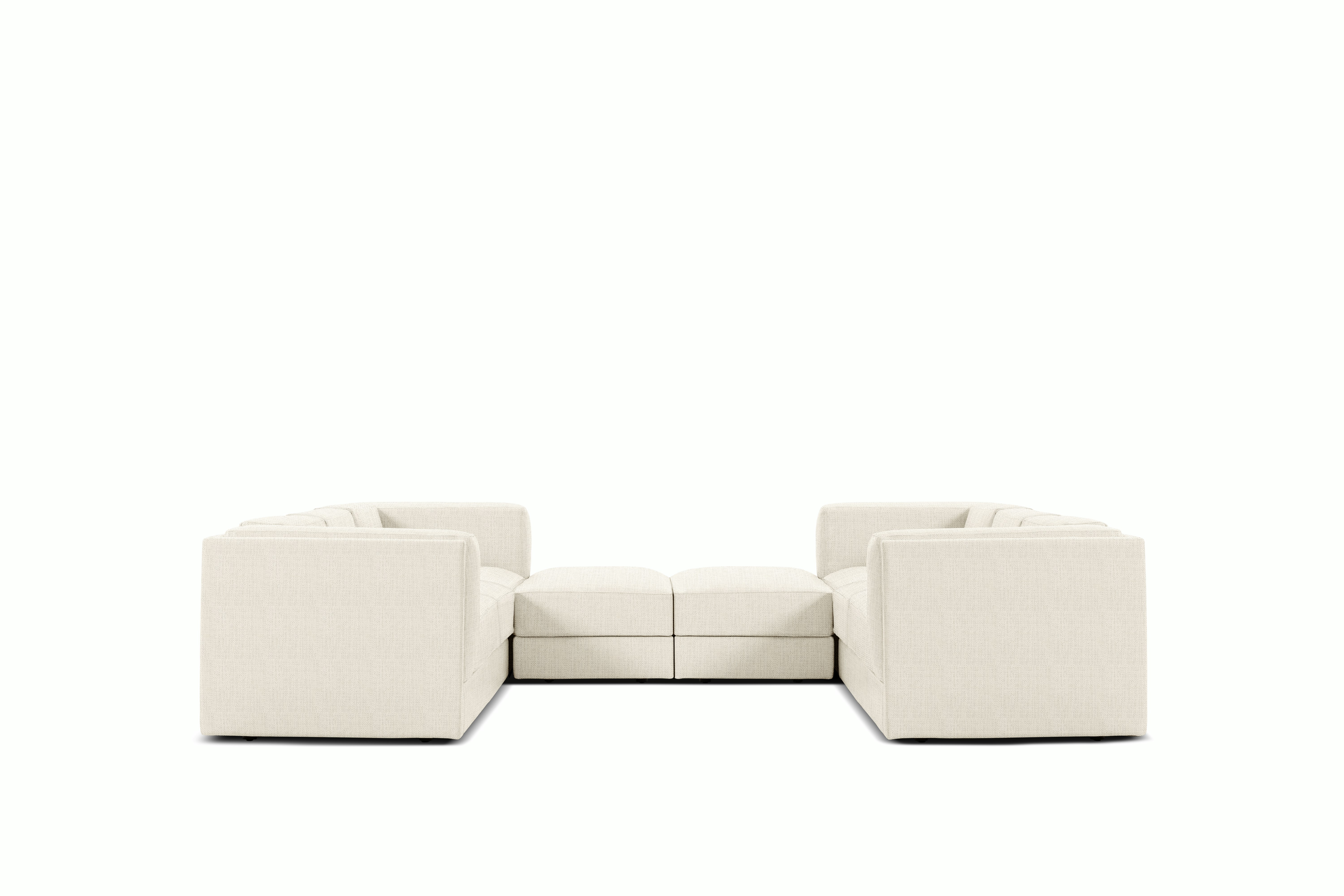 Symme U-Sectional - Fabric Frame, Pebble Weave, Ecru, Pebble Weave, Ecru