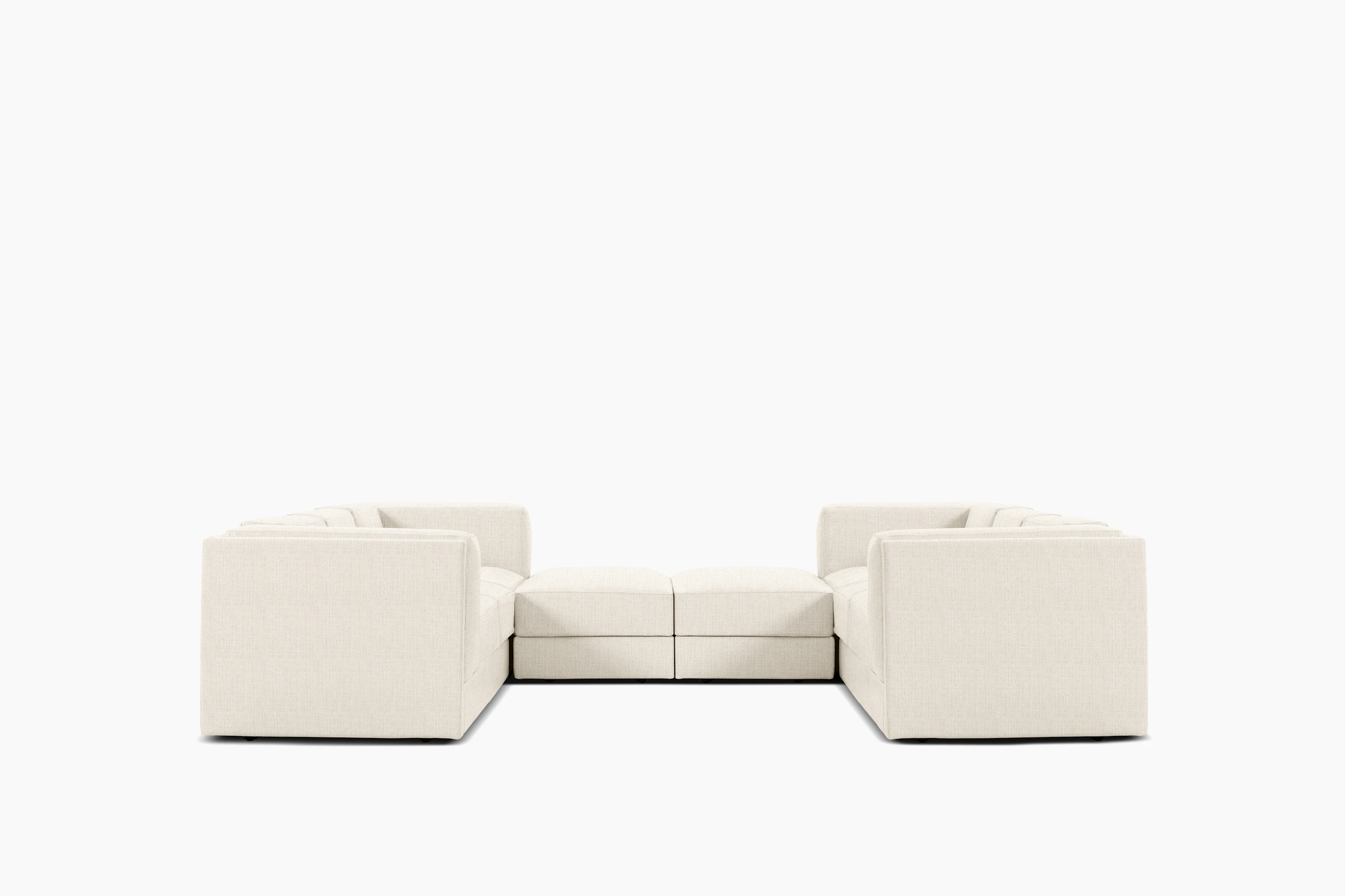 Symme U-Sectional - Fabric Frame, Pebble Weave, Ecru, Pebble Weave, Ecru