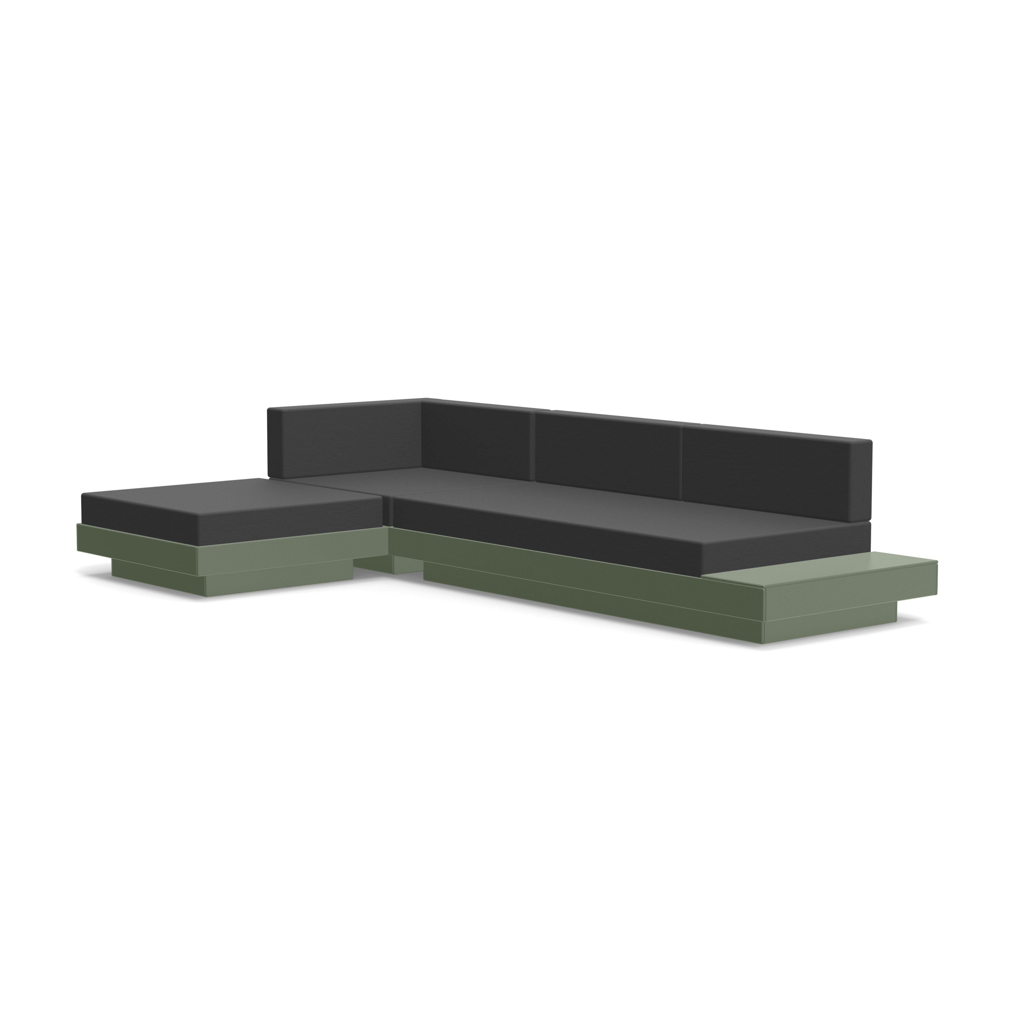 Platform One Sectional with Chaise - Sage,  Cast Charcoal