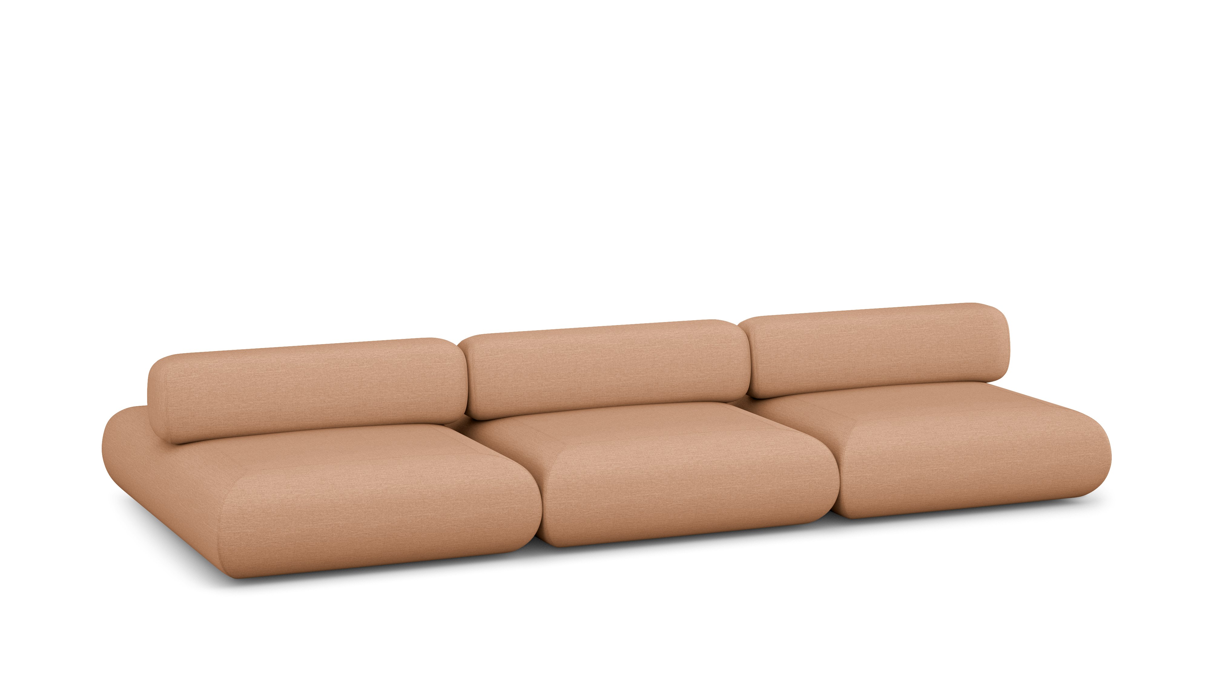 A Sval Double Sided Sofa in Blush viewed from an angle.