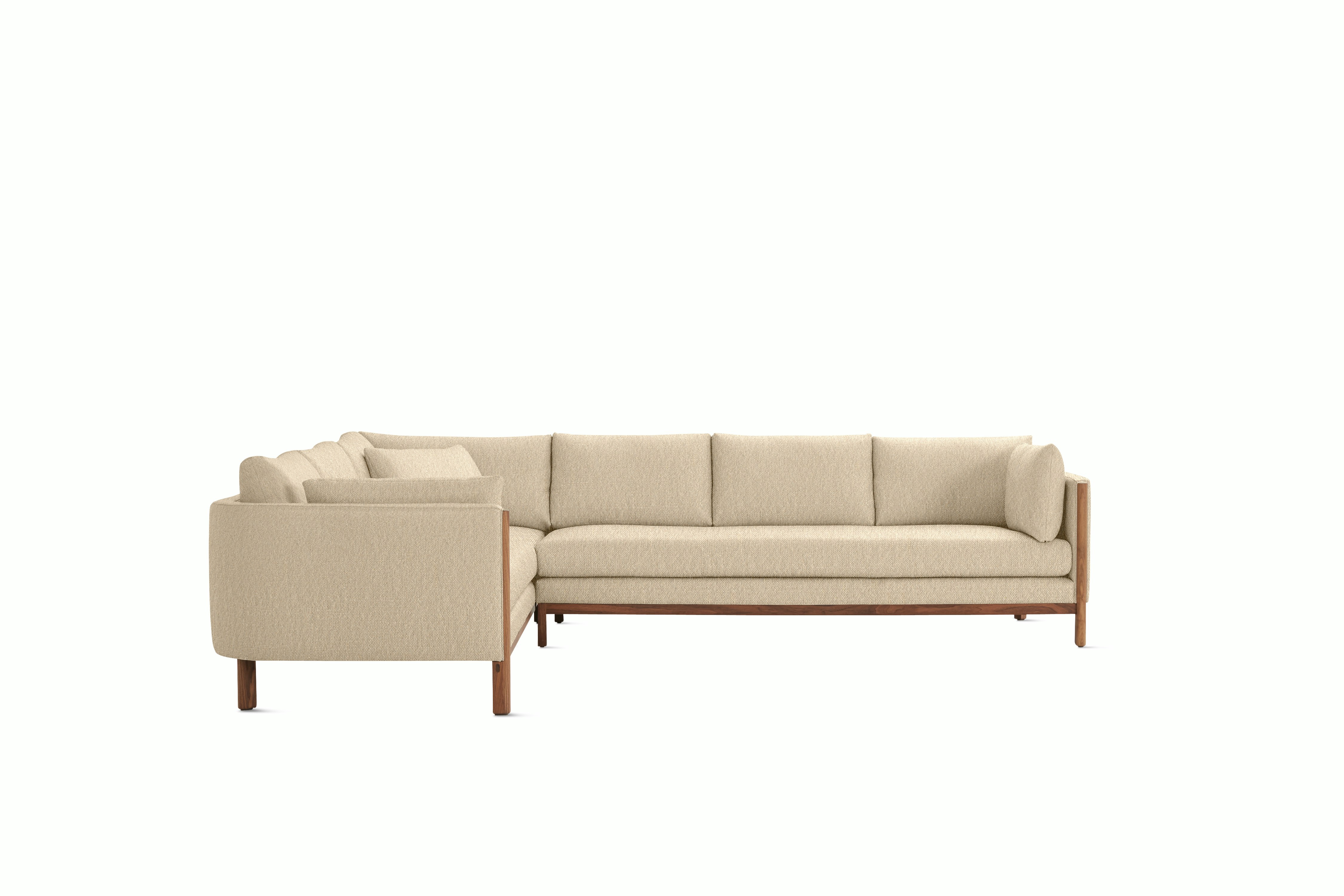 Emmy Corner Sectional Left - Album Linen, Straw, Walnut Base