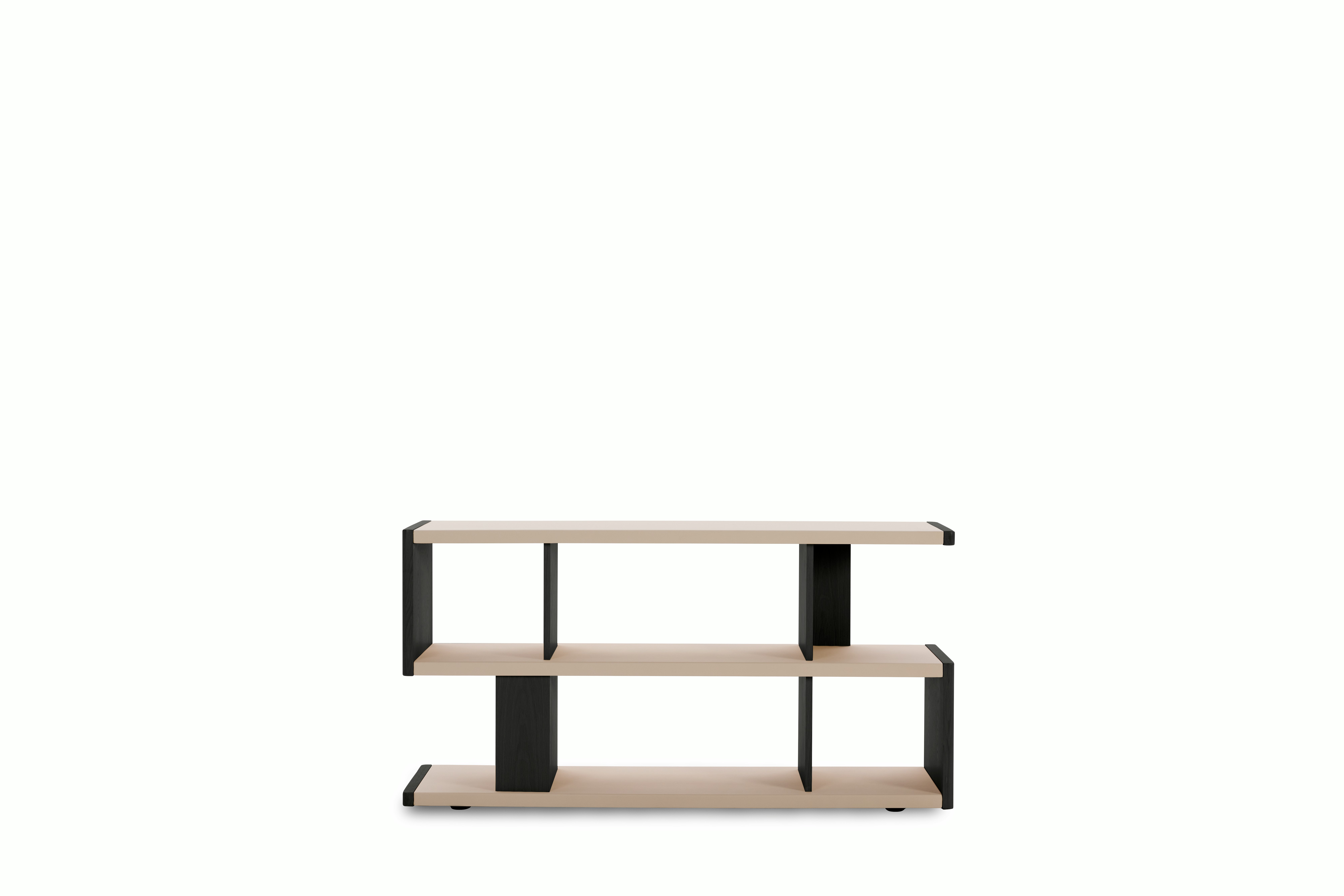 New Canaan Low Bookshelf - black oak, champagne