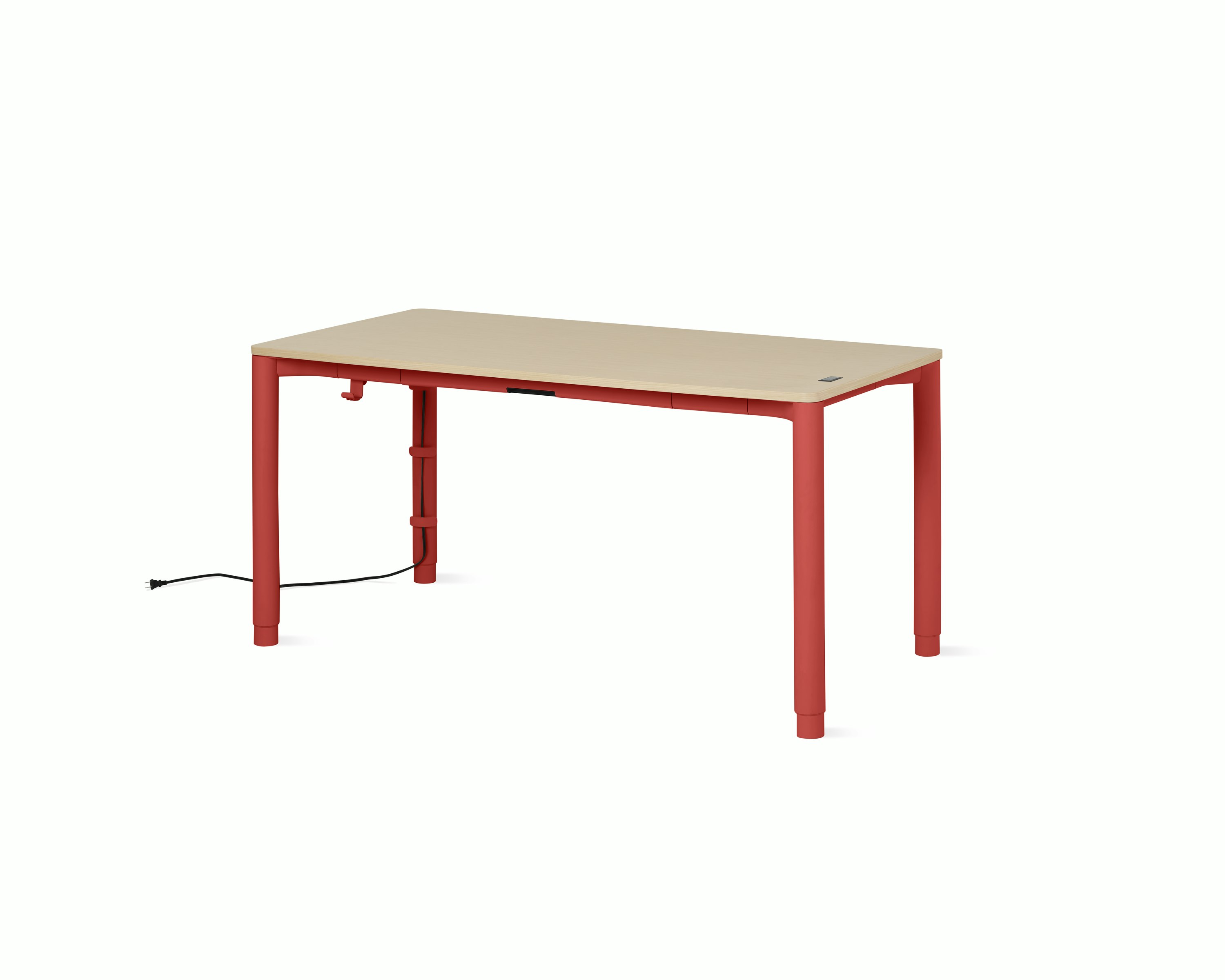 Spout S2S Table - 30" x 60"",  Veneer Clear on Ash,  Canyon,  With Cable Tray,  With Storage Drawer,  Standard Height"