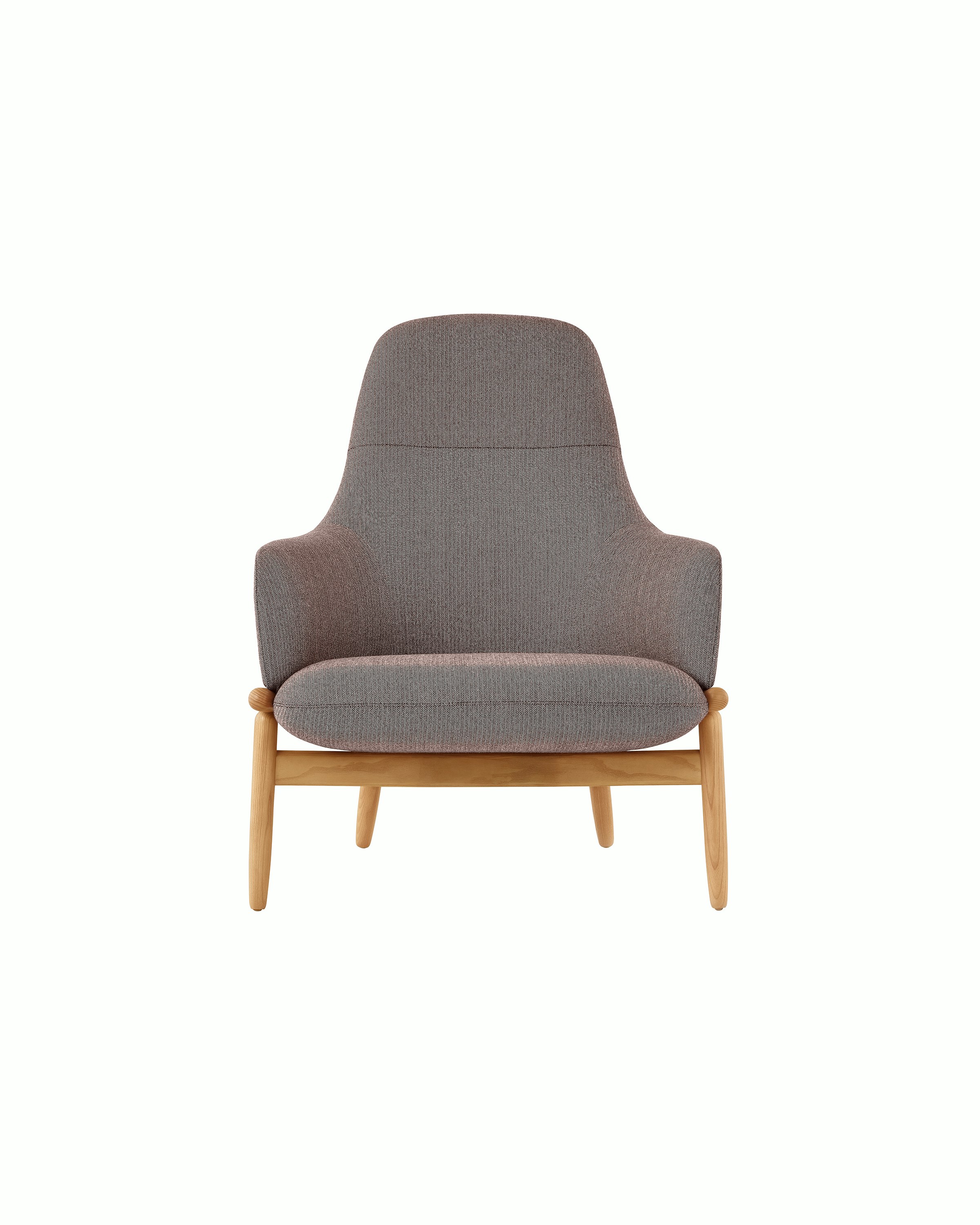 A high-back Reframe Lounge Chair in Resca Bordeaux, viewed from the front.