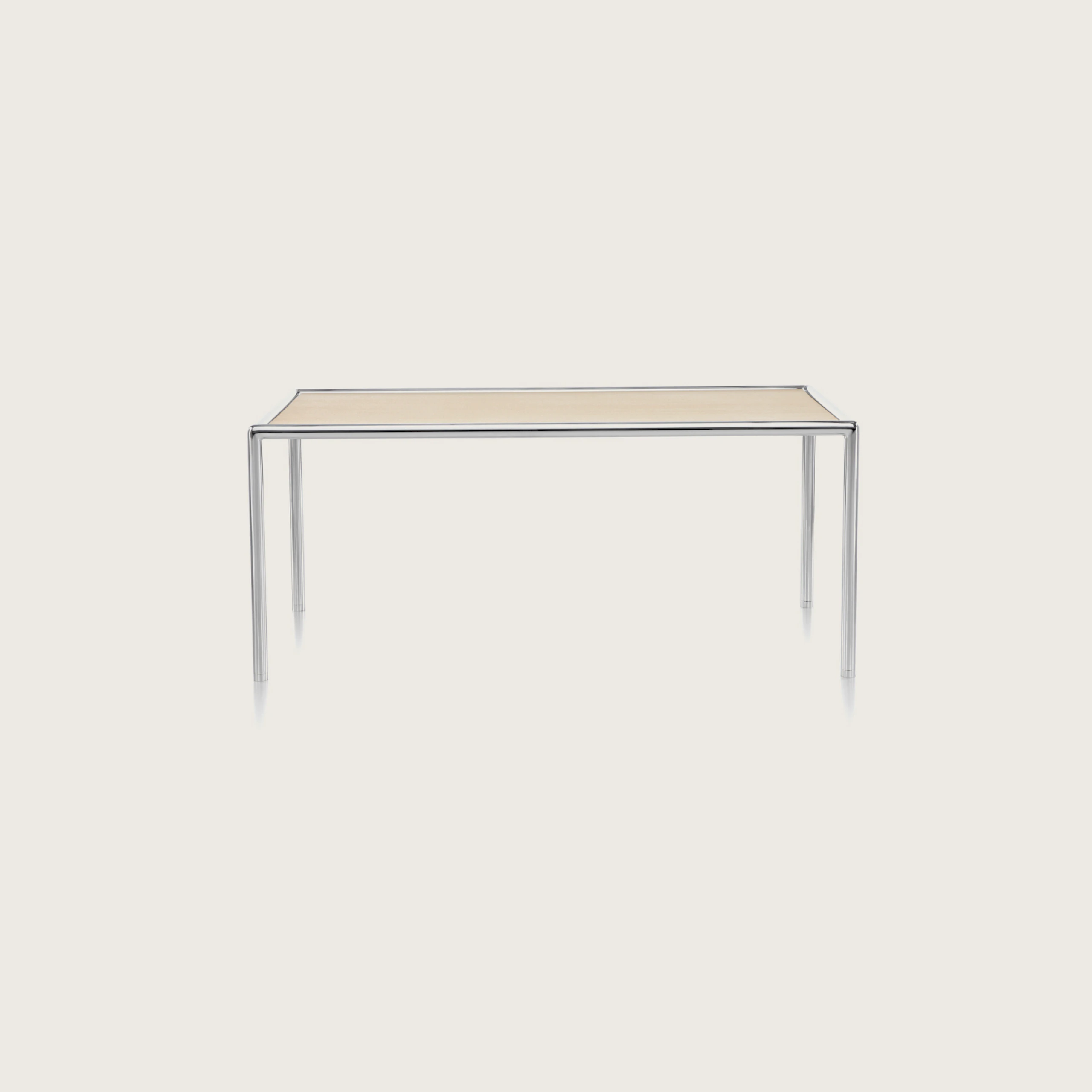 A 40-inch-wide rectangular Full Round coffee table with a light wood top and tubular metal frame, viewed from the front.
