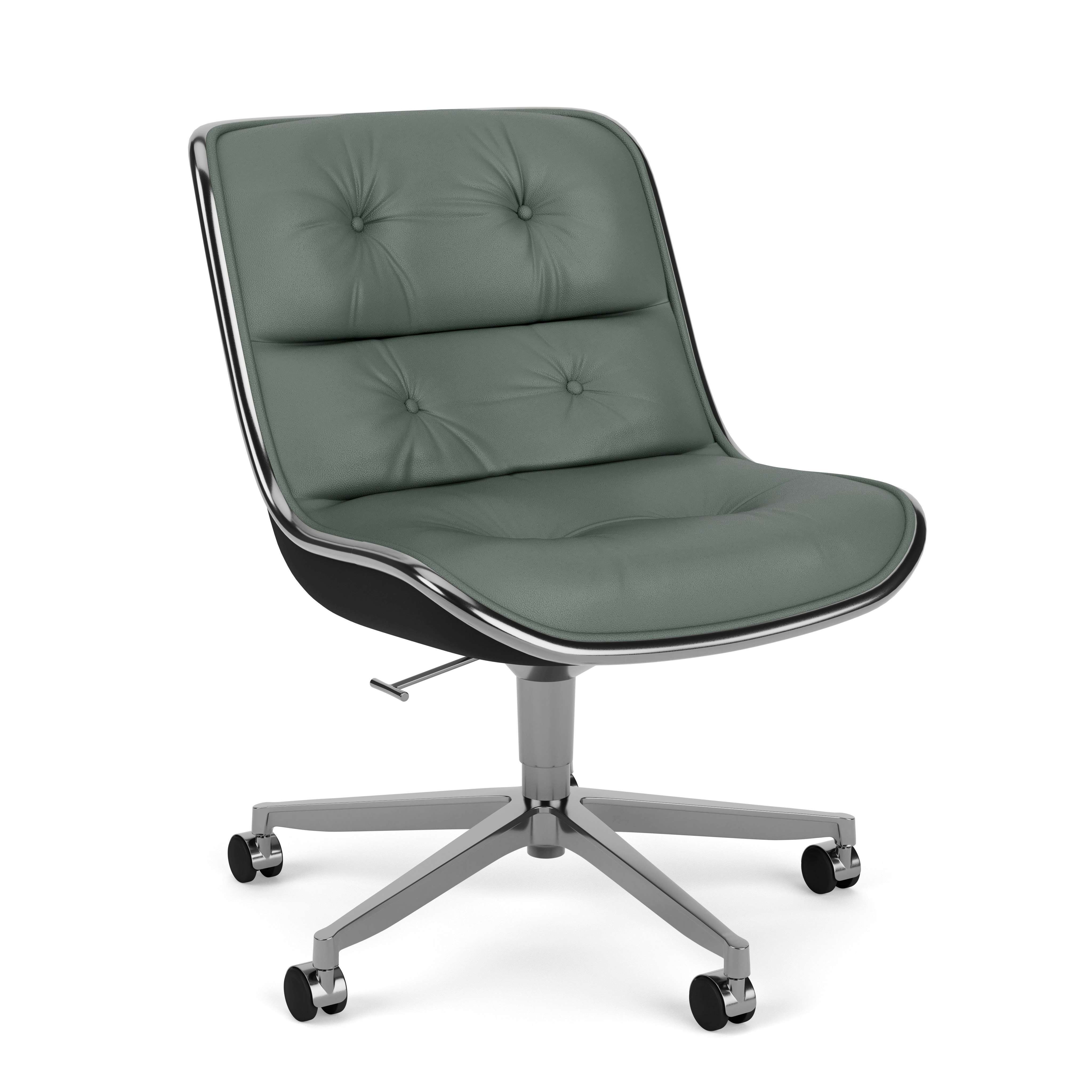 Pollock Executive Side Chair - 5 Star, Polished Aluminum, Volo Leather,  Cadet