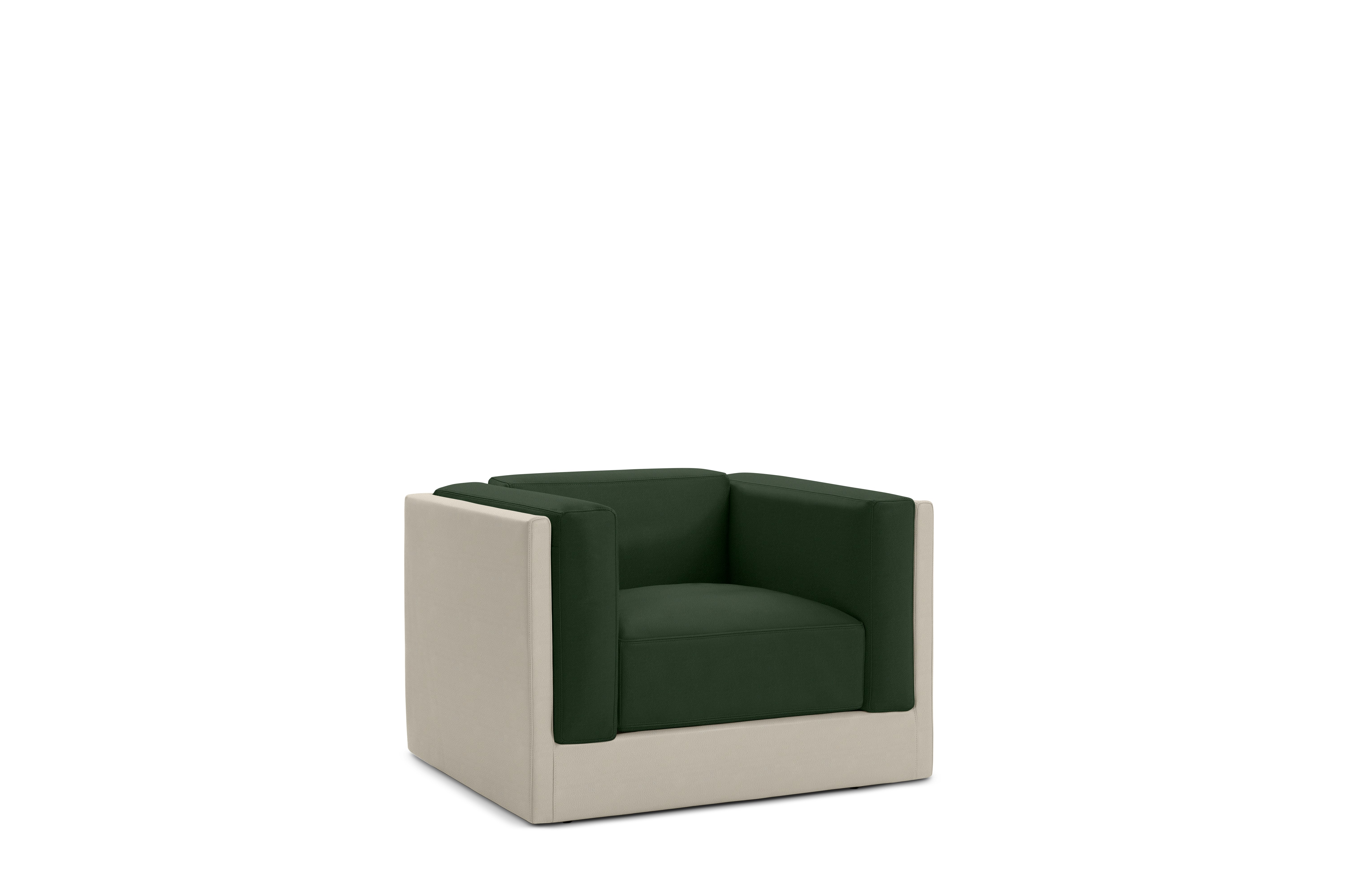 Symme Armchair - Leather Frame,  Prone Leather,  Timbre,  Prone Leather,  Vine
