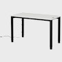 Spout S2S Table - 24" x 48"",  Laminate Studio White,  Ultra Black,  With Cable Tray,  With Storage Drawer,  Standard Height"