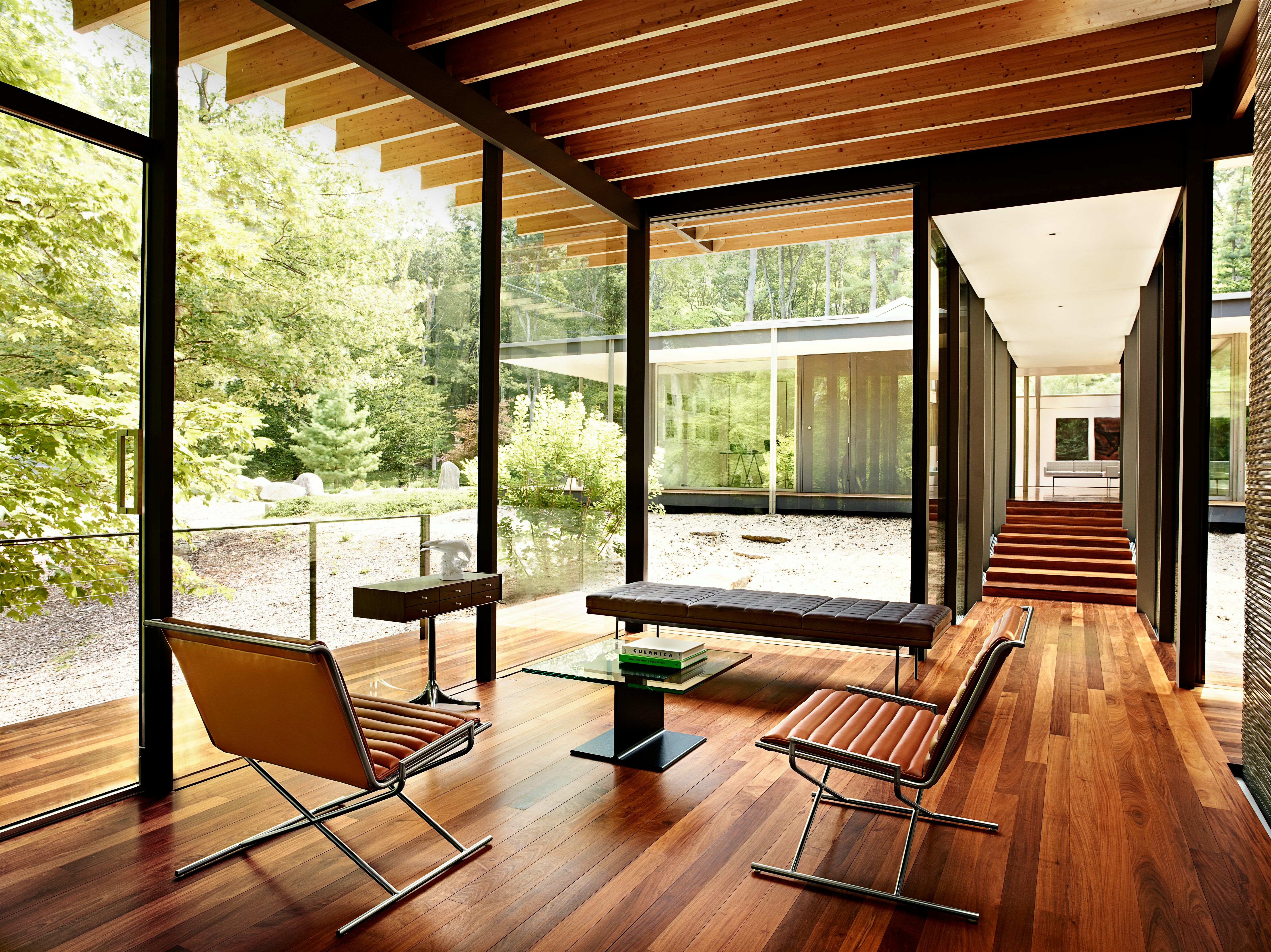 Collection Locations 2013 shot by Francois Dischinger, Sled Chairs and an I Beam table in a community setting.