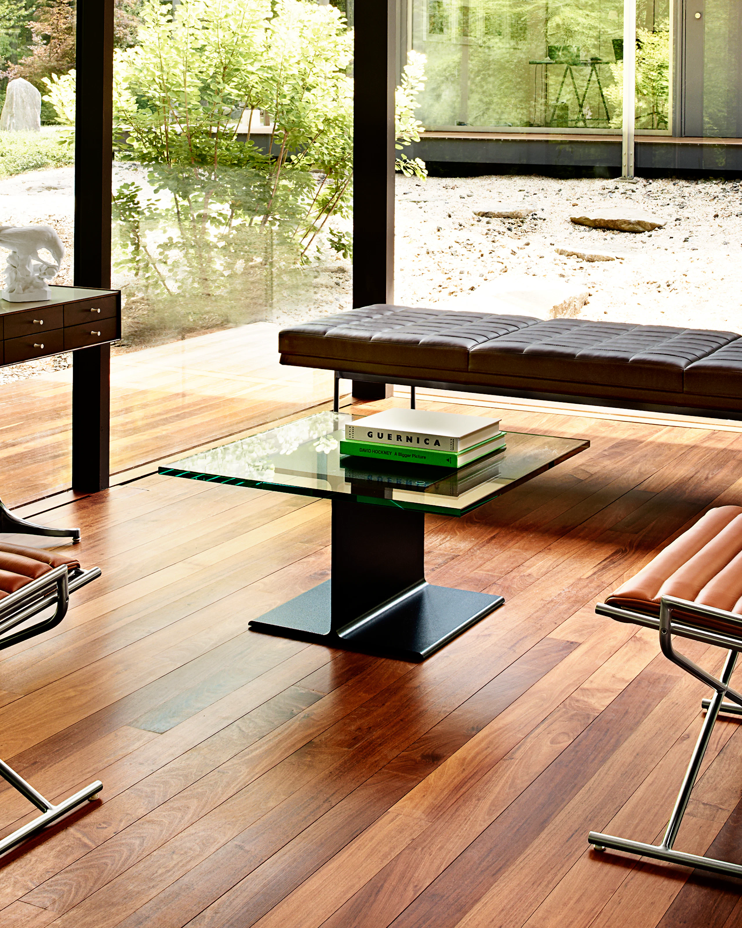Collection Locations 2013 shot by Francois Dischinger, Sled Chairs and an I Beam table in a community setting.