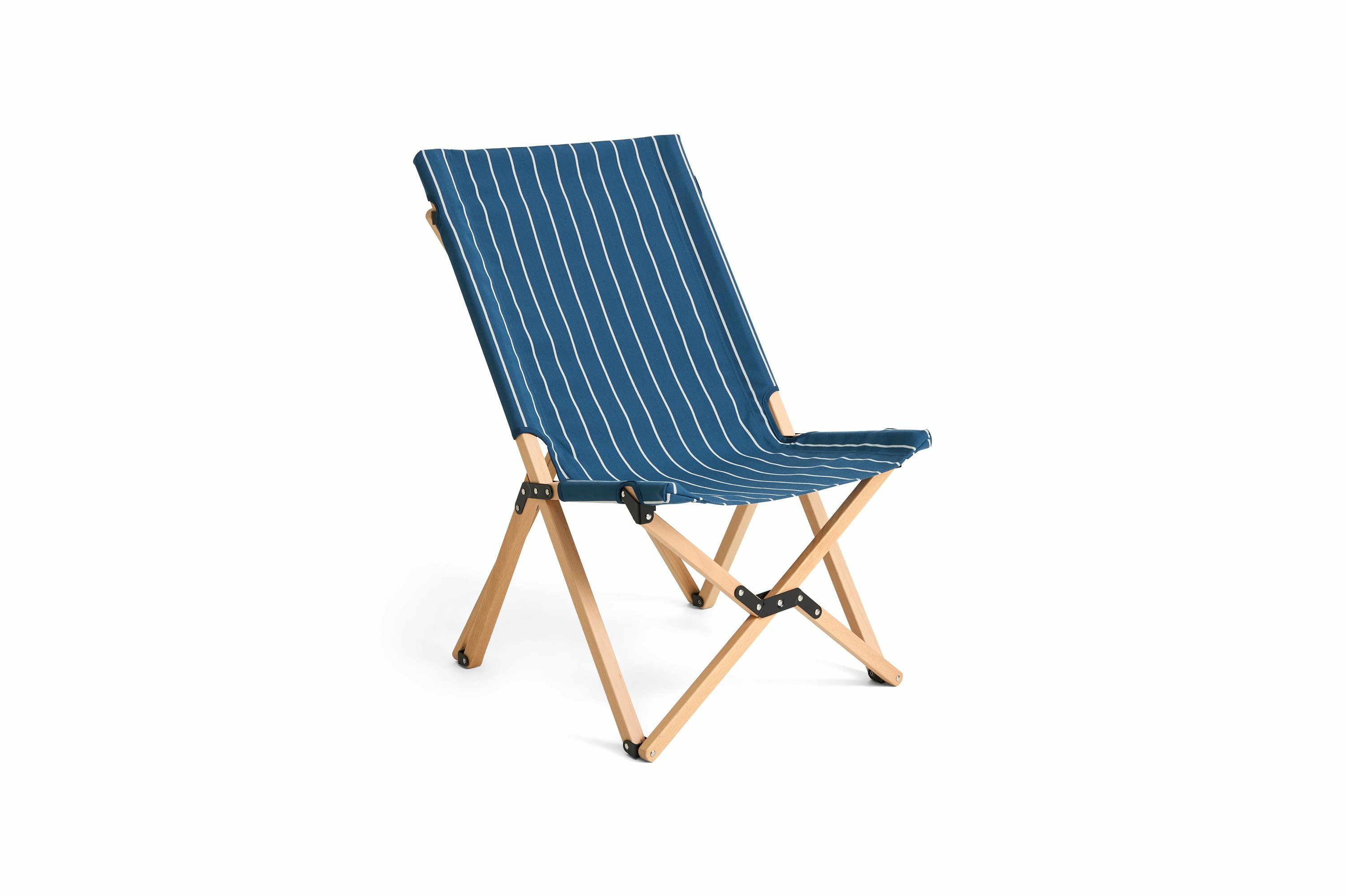 Outdoor Market Folding Chair - Blue With Beige Stripe