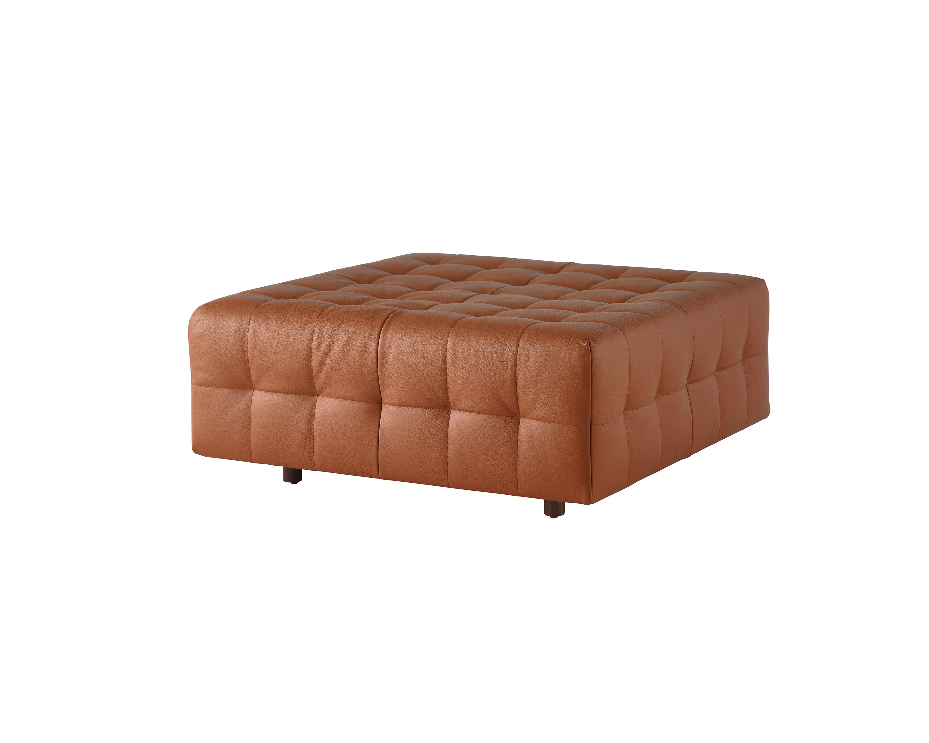 A Rapport ottoman upholstered in leather.