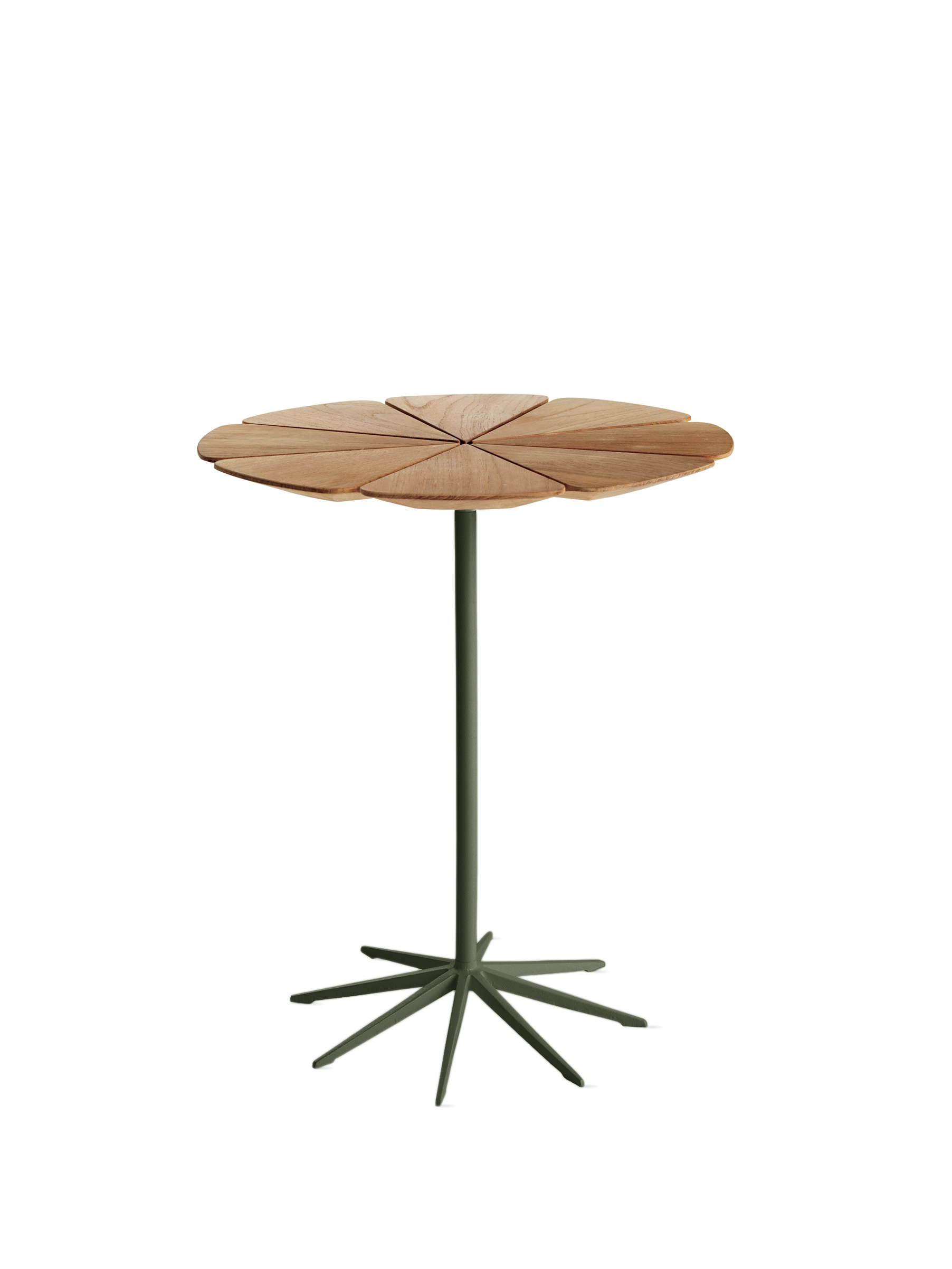 Petal End Table - Teak; Green
