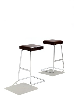 Four Seasons Barstool by Mies van der Rohe in brown leather