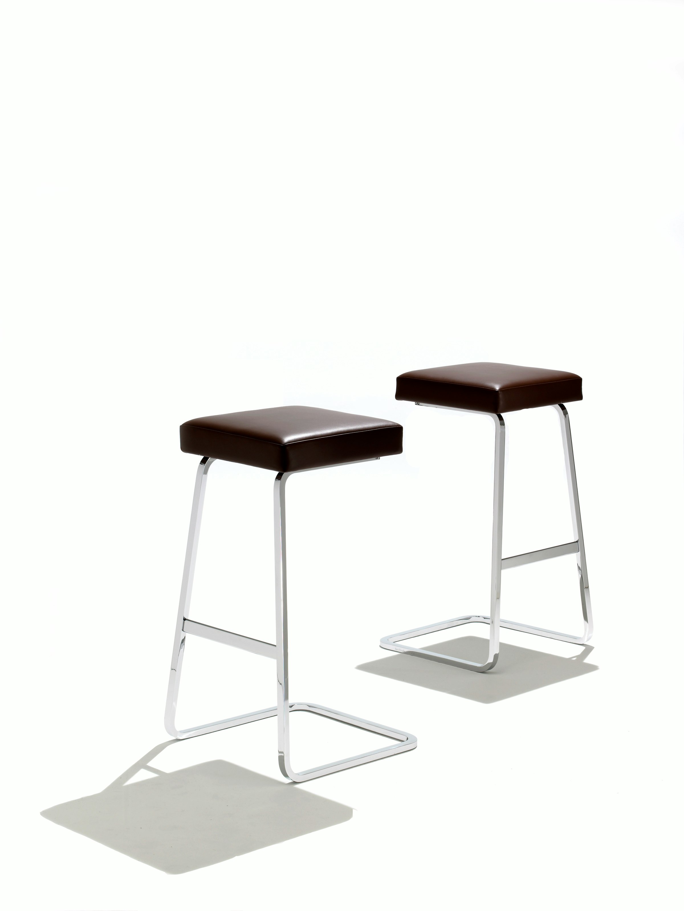 Four Seasons Barstool by Mies van der Rohe in brown leather