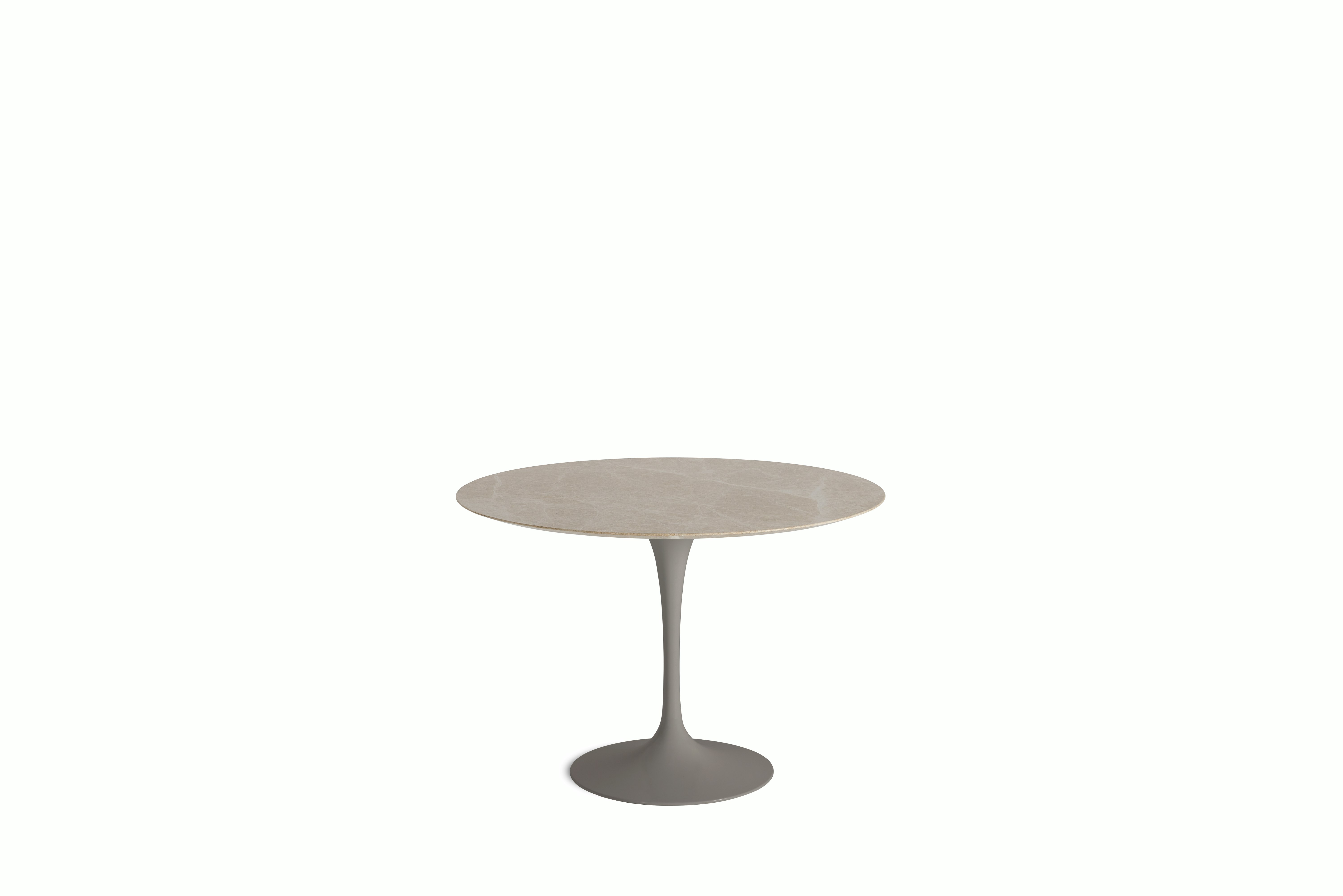 Saarinen Dining Table - Round, 42 Inch, Polished Coated Marble, Emperado Light, Grey Base