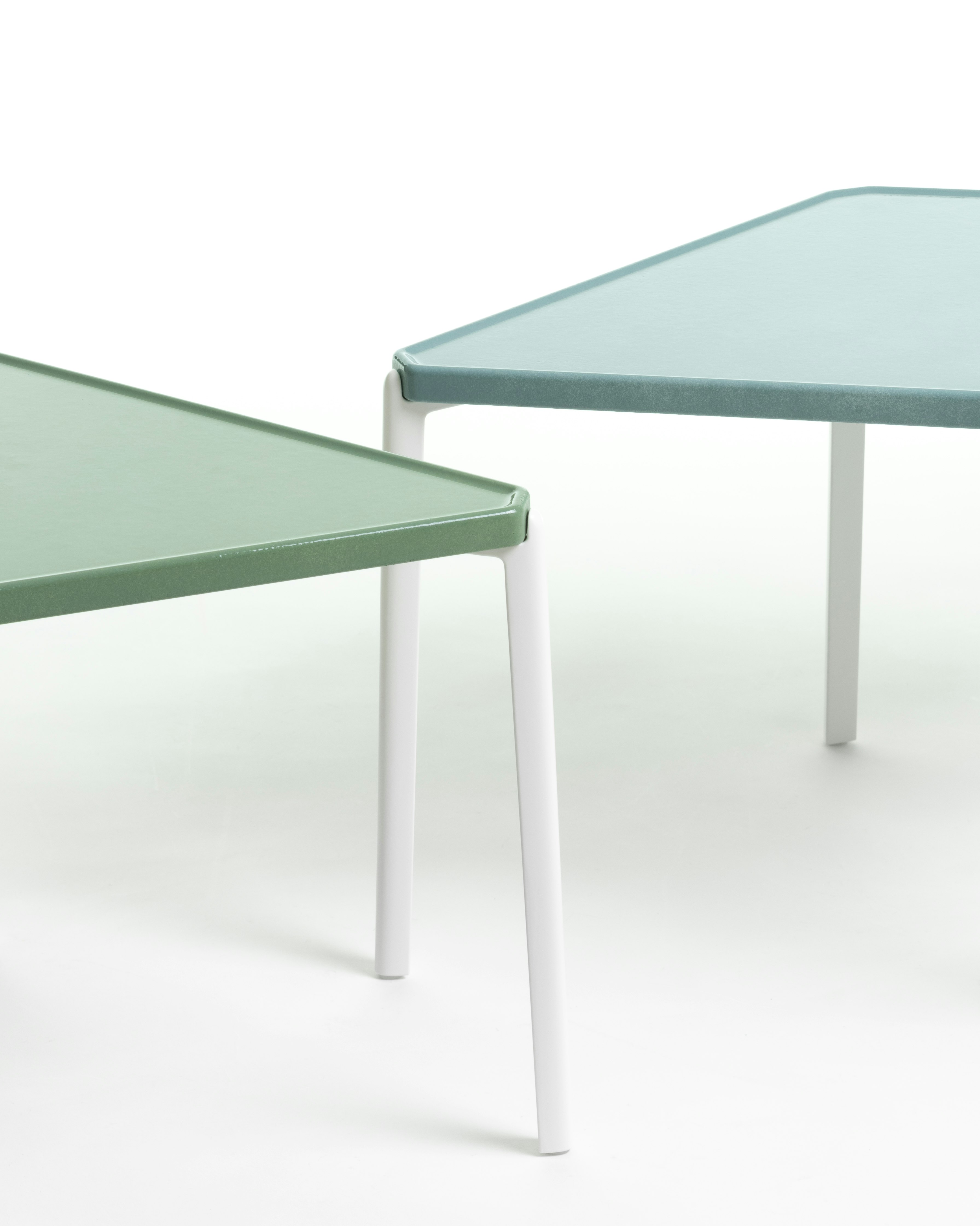 Tambour Table - 14.25In, Rhomboidal, White, Green