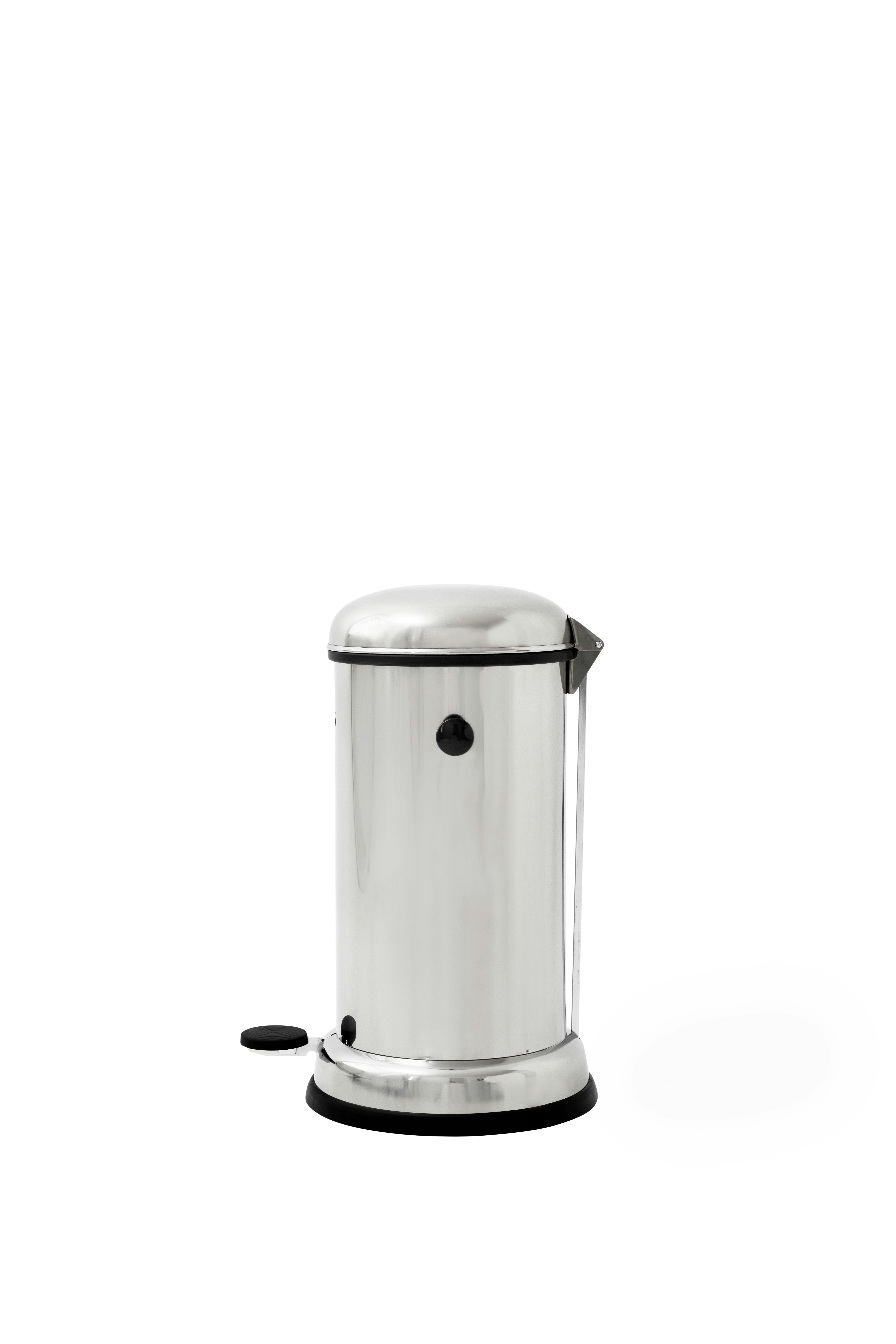 A Vipp Pedal Bin Viewed from the side.