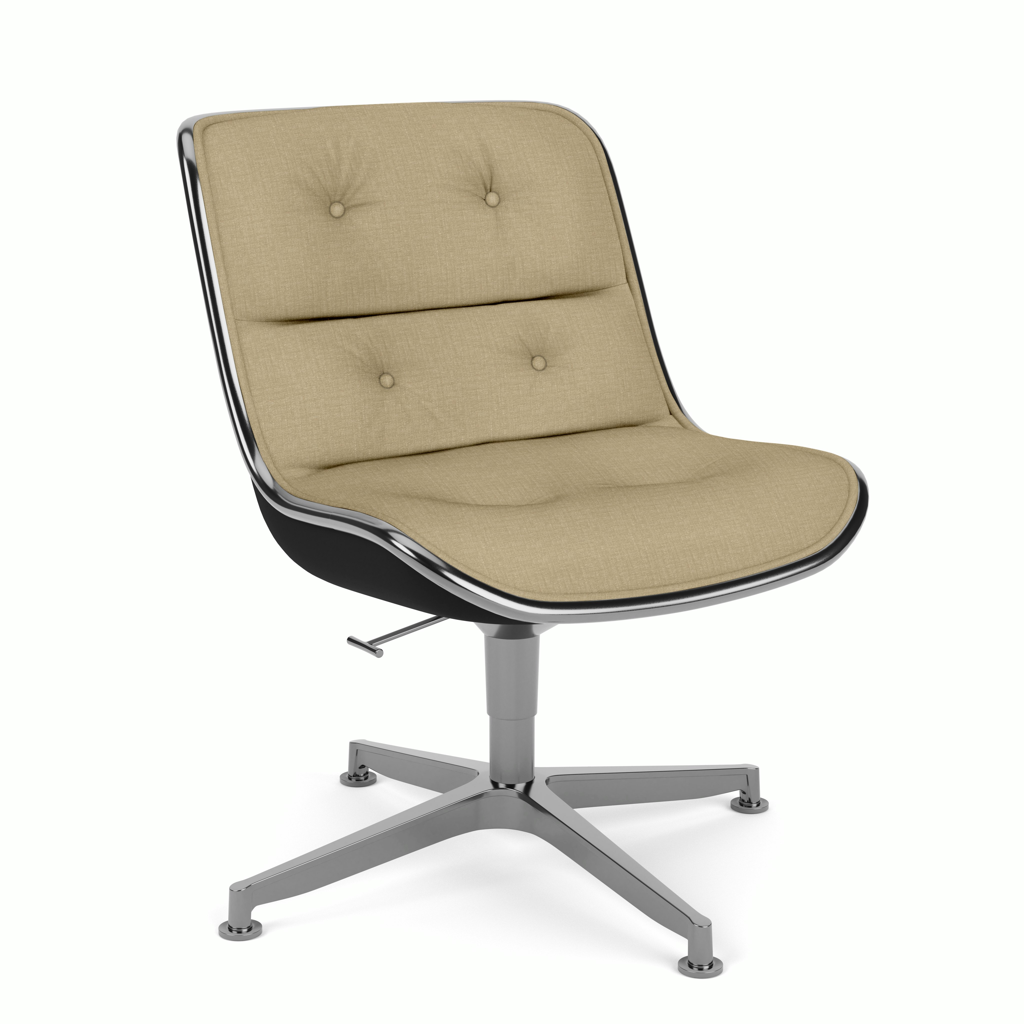 Pollock Executive Side Chair - 4 Star,  Polished Aluminum,  Topos,  Papyrus