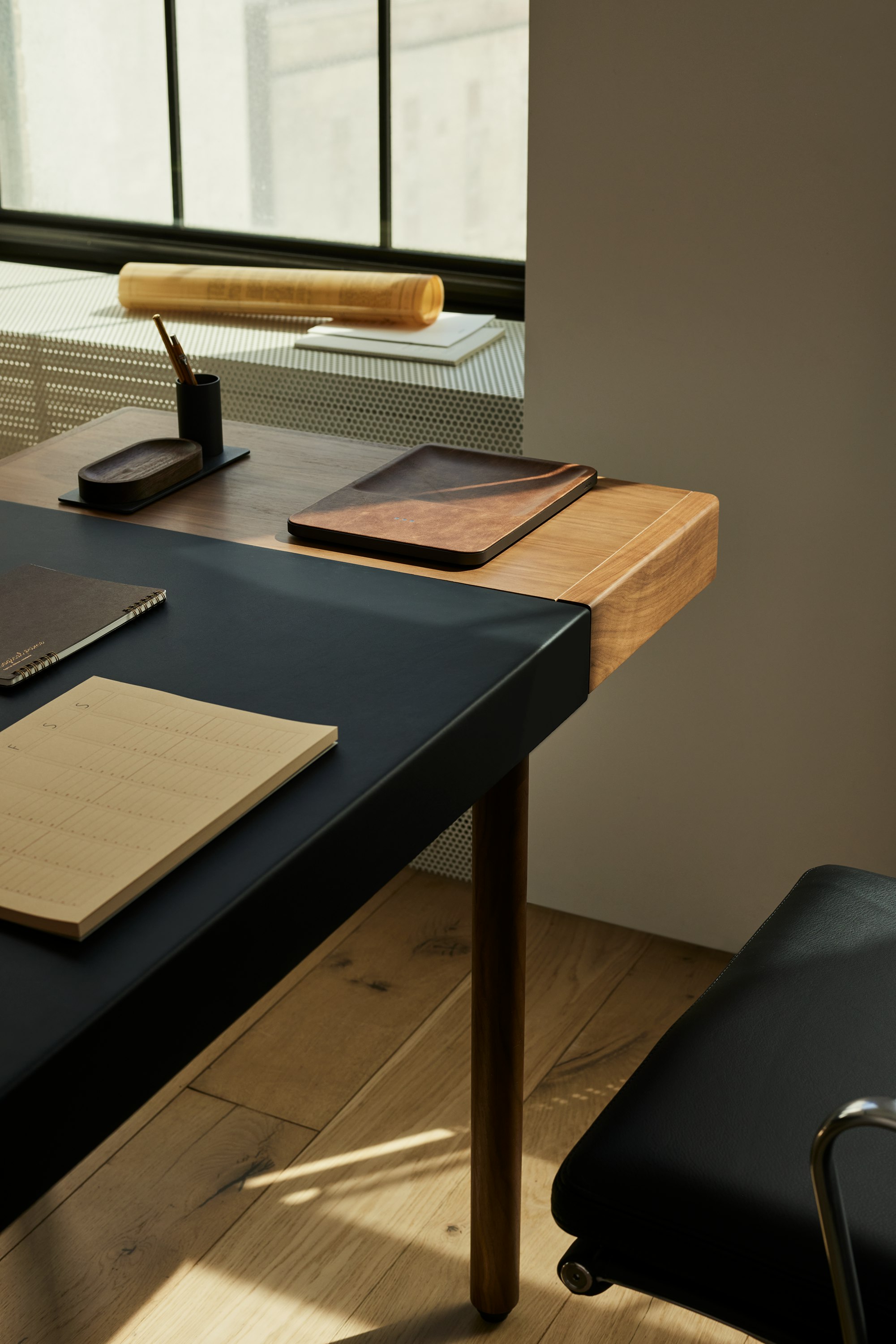 New Canaan Leatherwrap Sit-to-Stand Desk