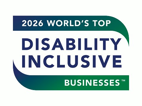 World's Top Disability Inclusive Businesses award badge for the year 2026.