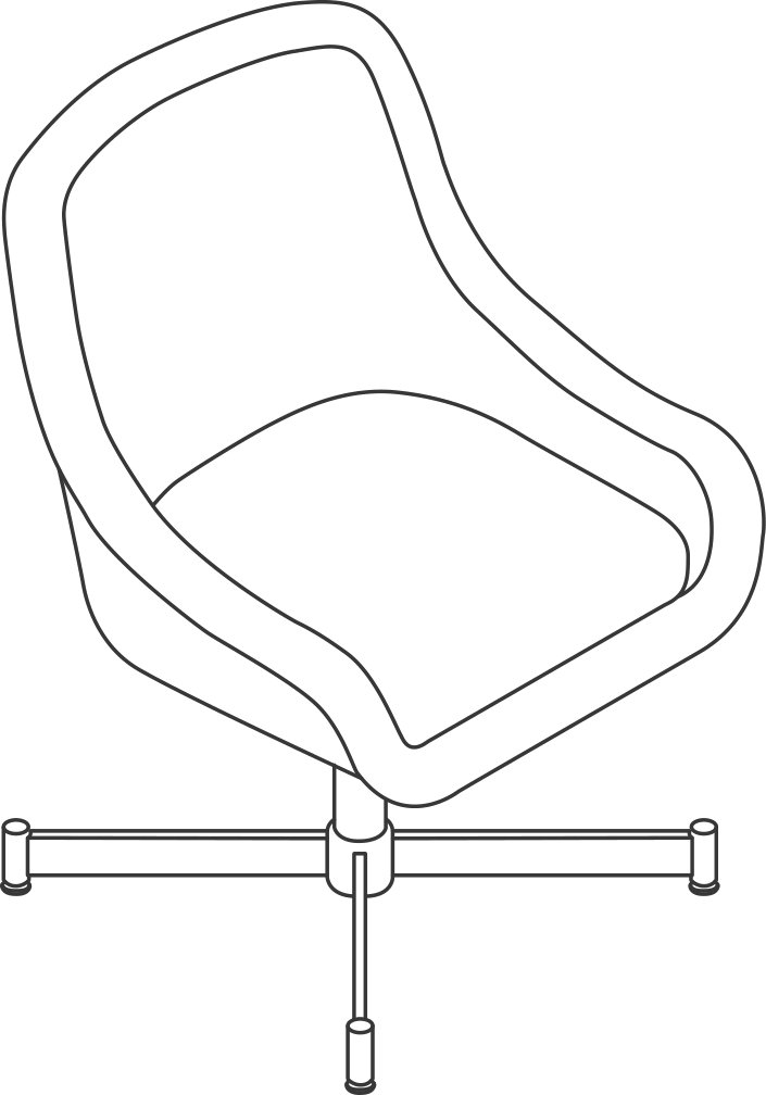 A line drawing - Bumper Armchair | 4-Star Base | Low Arms