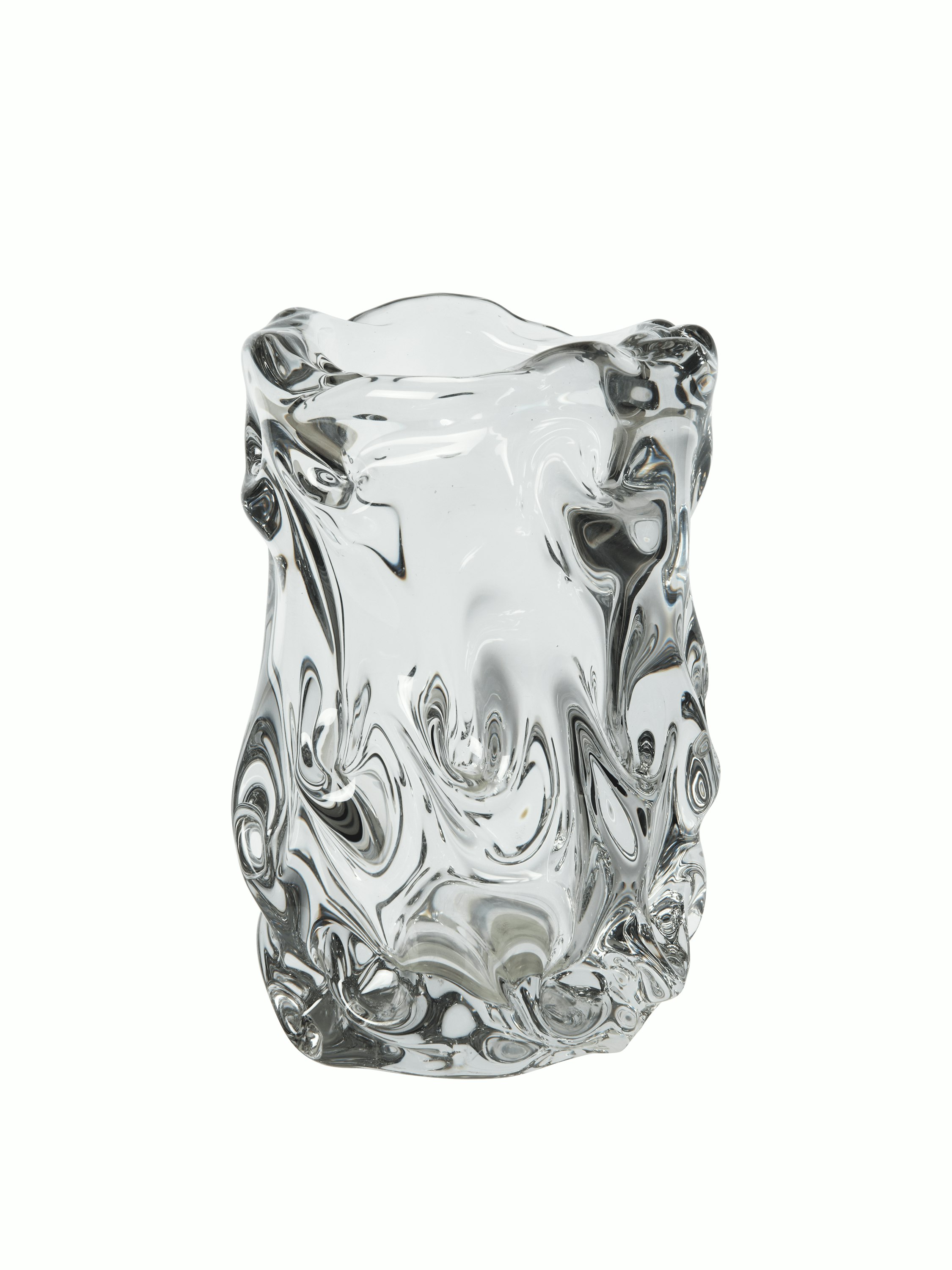 A Virelle Vase in clear Viewed from the front.