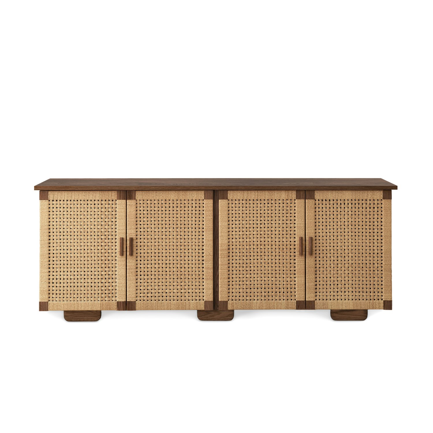 Woven Credenza - 4 Door, Walnut