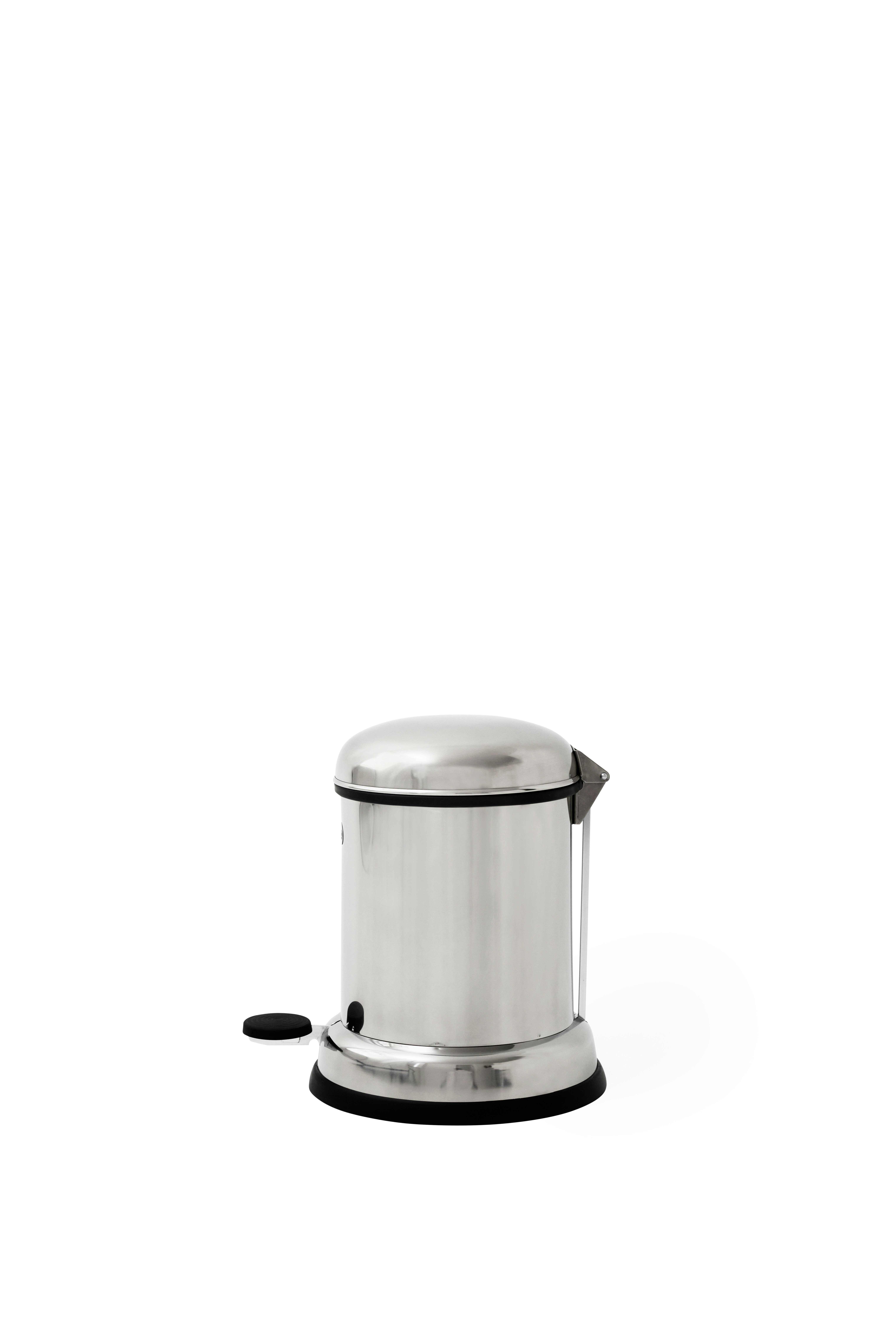 A Vipp Pedal Bin Viewed from the side.