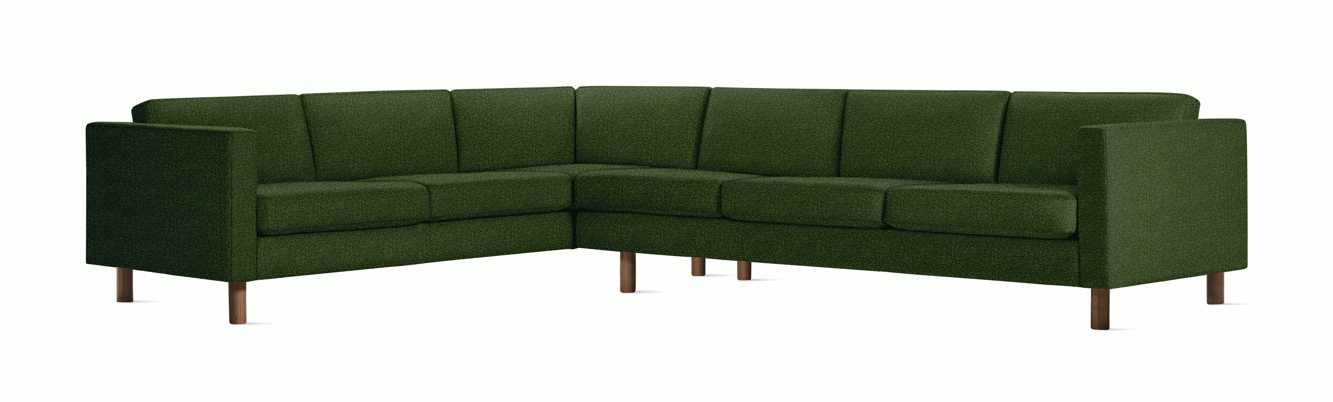 Lispenard Sectional in green fir color with 6" legs.