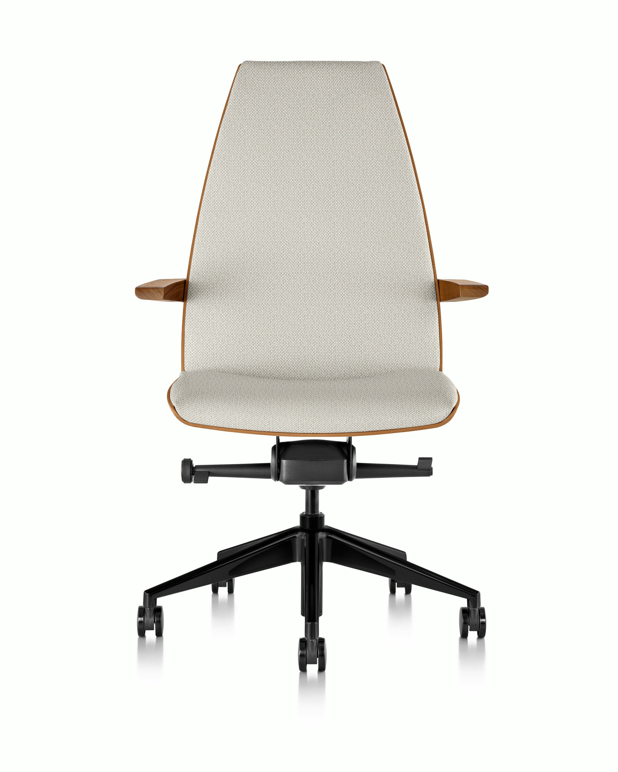 Clamshell Task Chair - Mode, Clavicle, Walnut, High Back, With Arms, Hard Caster