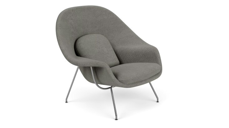 Standard Knoll Womb Chair in Hourglass - Iron upholstery and a Chrome frame finish.