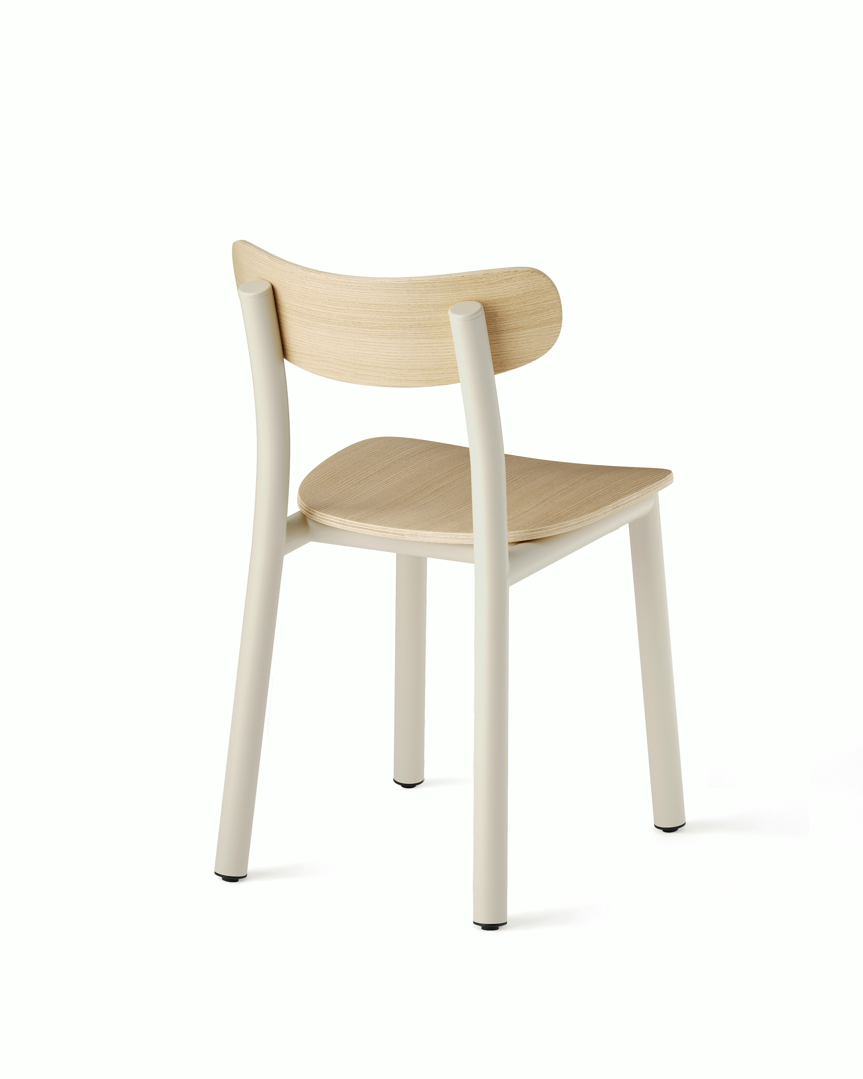 White background shot of Lotti Chair with Oyster frame and Oak seat and back
