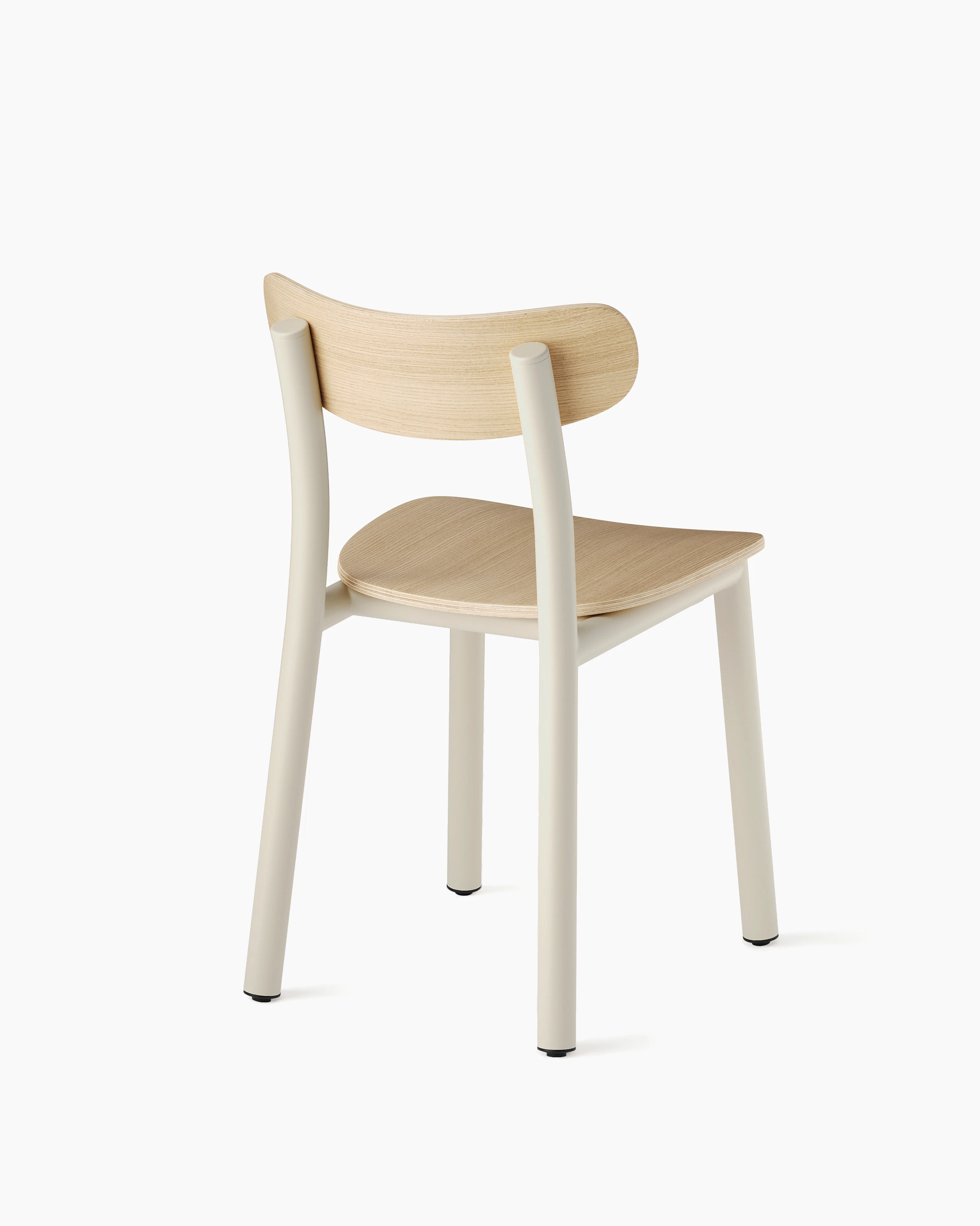 White background shot of Lotti Chair with Oyster frame and Oak seat and back