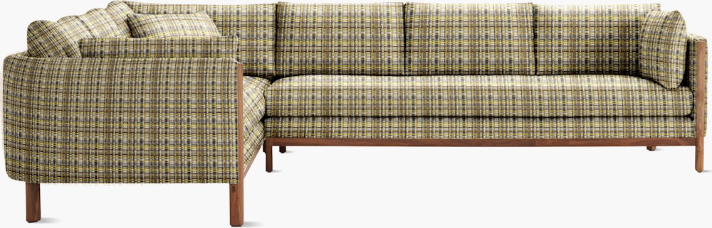 Emmy Corner Sectional Left - Stepped Plaid,   Trail,   Walnut Base