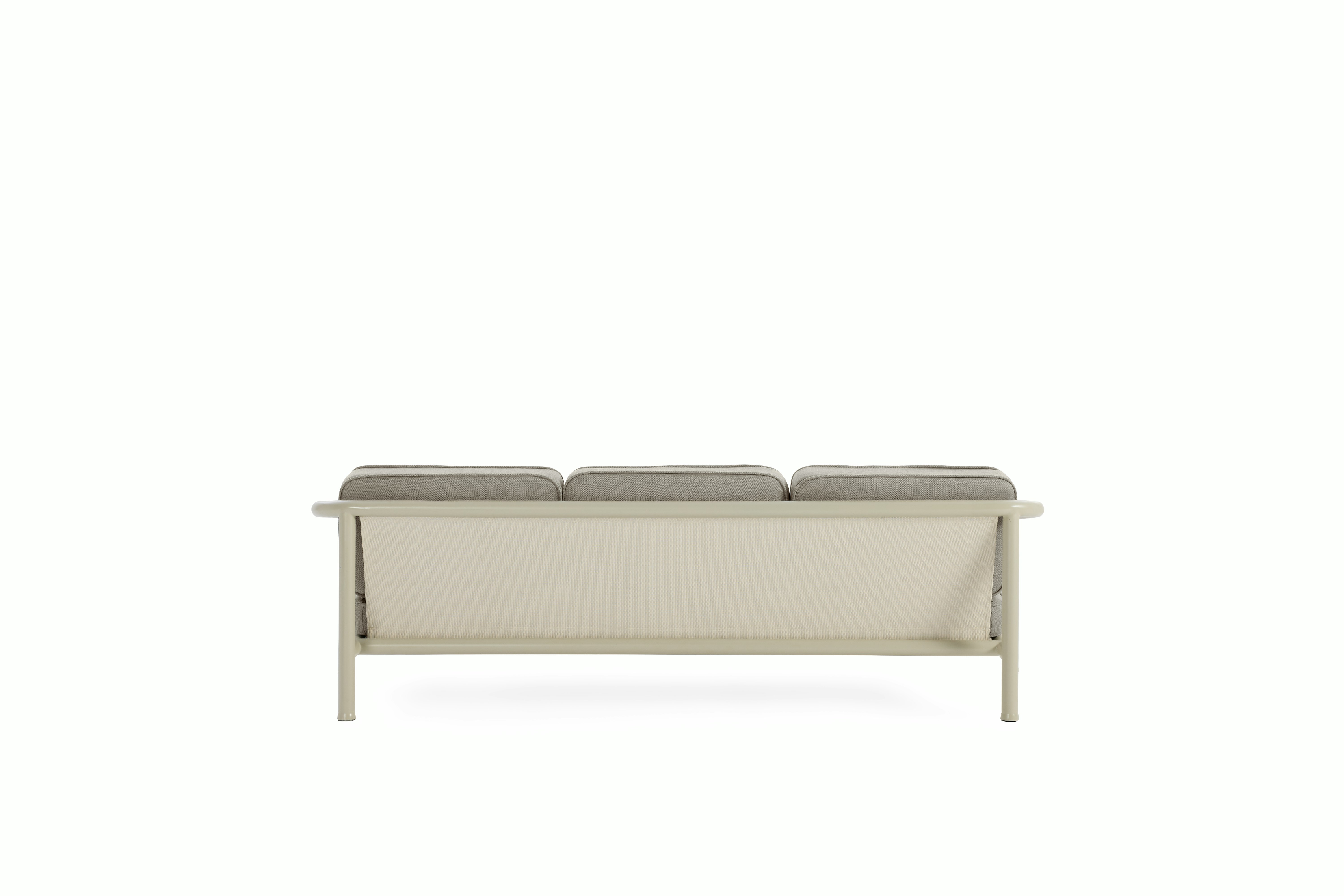 A Campus Outdoor Sofa in Pebble Grey viewed from back.